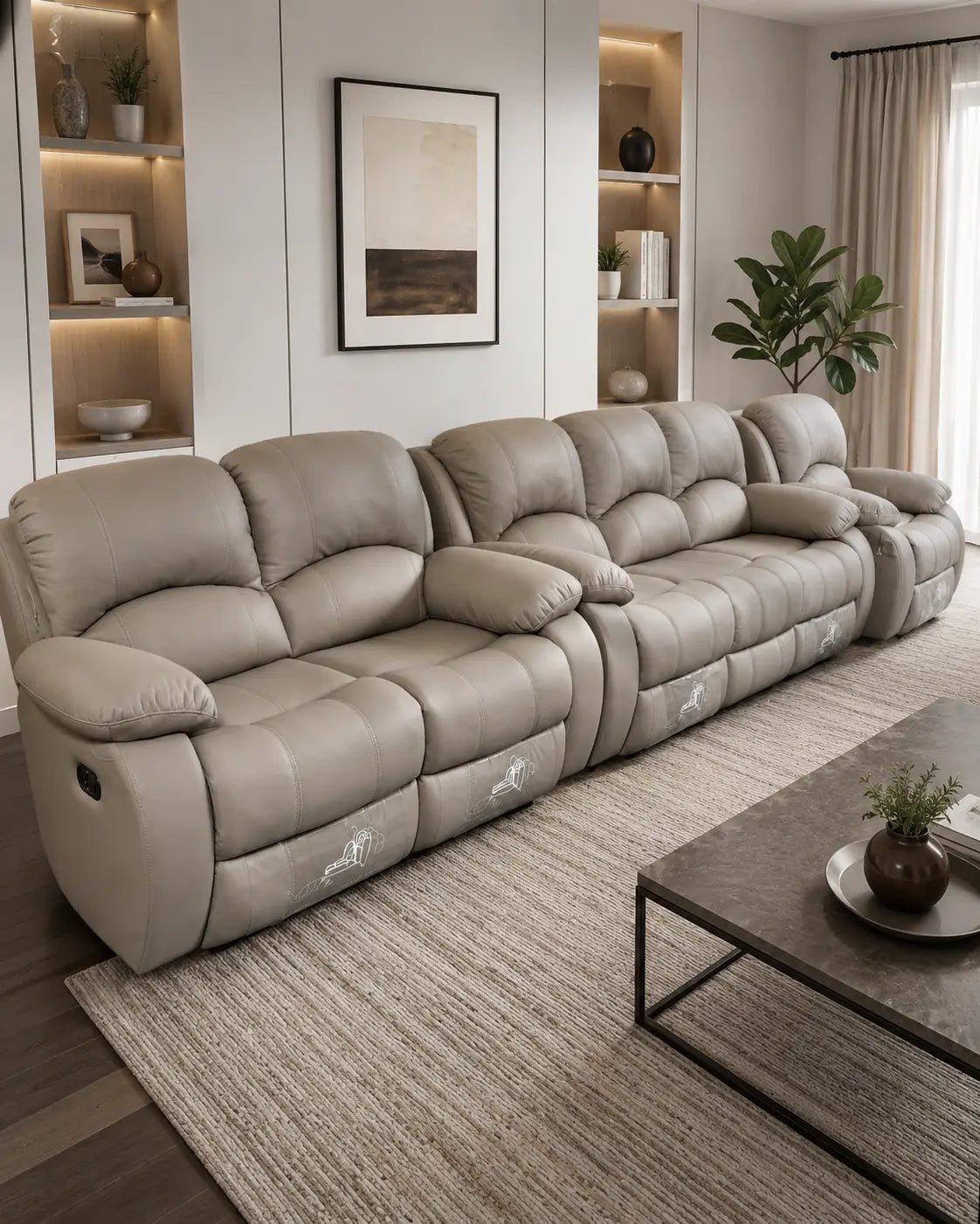 Brand New Grey 5-Seater Recliner Sofa Set | ADELAIDE