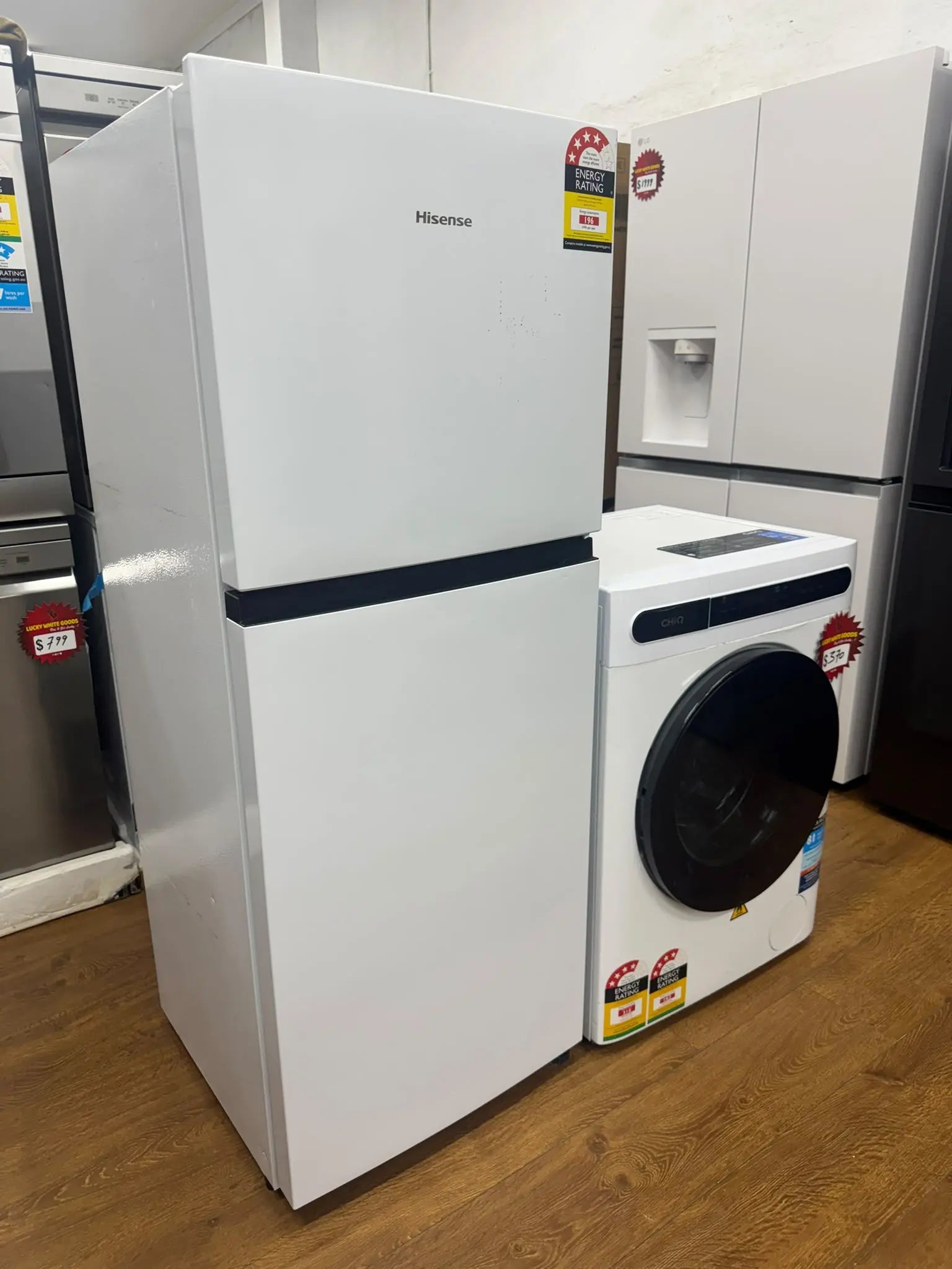 Brand-New Hisense 205L Fridge + Refurbished CHiQ 8kg/5kg Washer Dryer