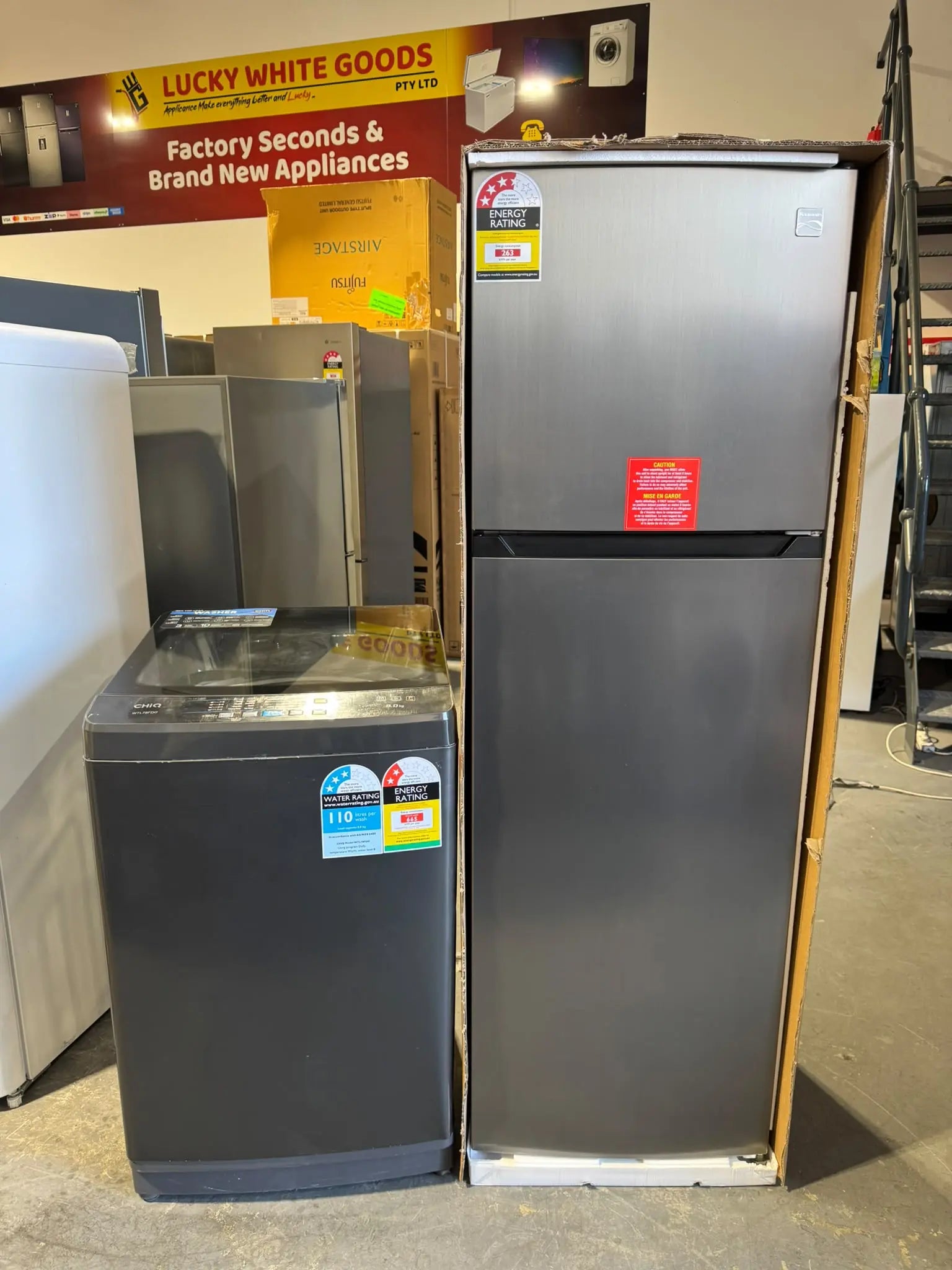 Brand New Kenmore 247L Fridge + CHiQ 8kg Top Loader | PERTH