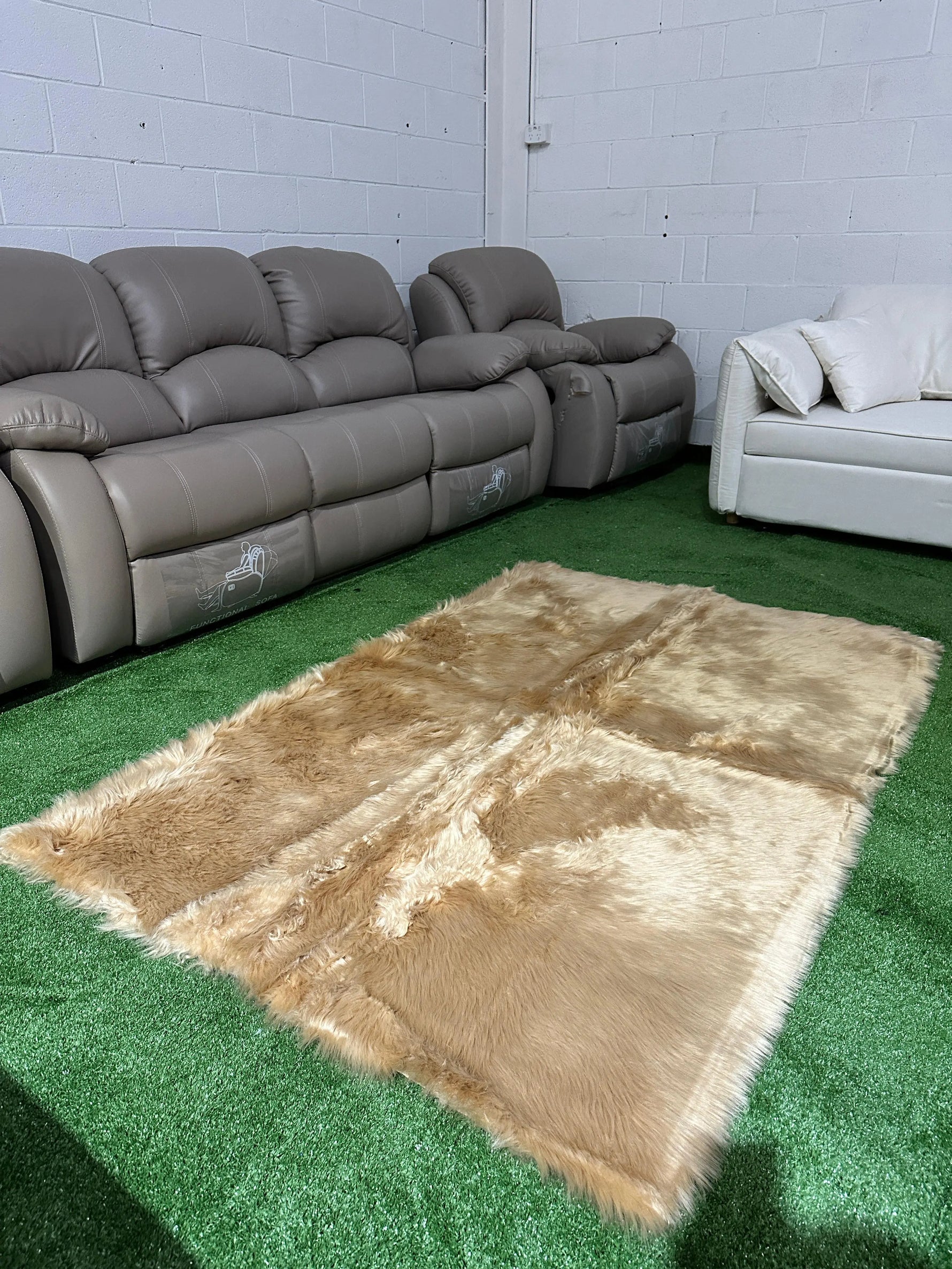 Brand New Light Brown Square Fur Carpet | ADELAIDE