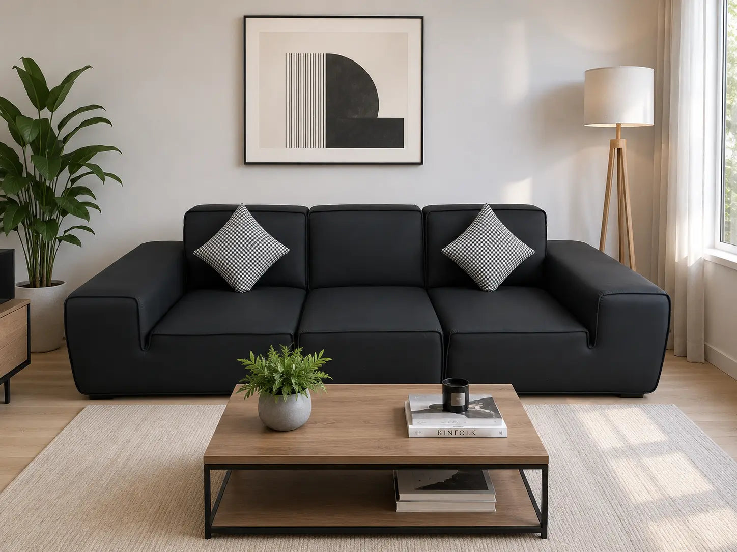Brand New Modern Black 3 Seater Sofa | ALEXANDRIA