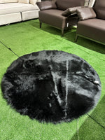Brand New Round Black Fur Carpet | ADELAIDE
