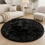 Brand New Round Black Fur Carpet | ADELAIDE