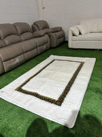 Brand New White Fur Carpet with Gold Border | ADELAIDE