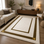 Brand New White Fur Carpet with Gold Border | ADELAIDE