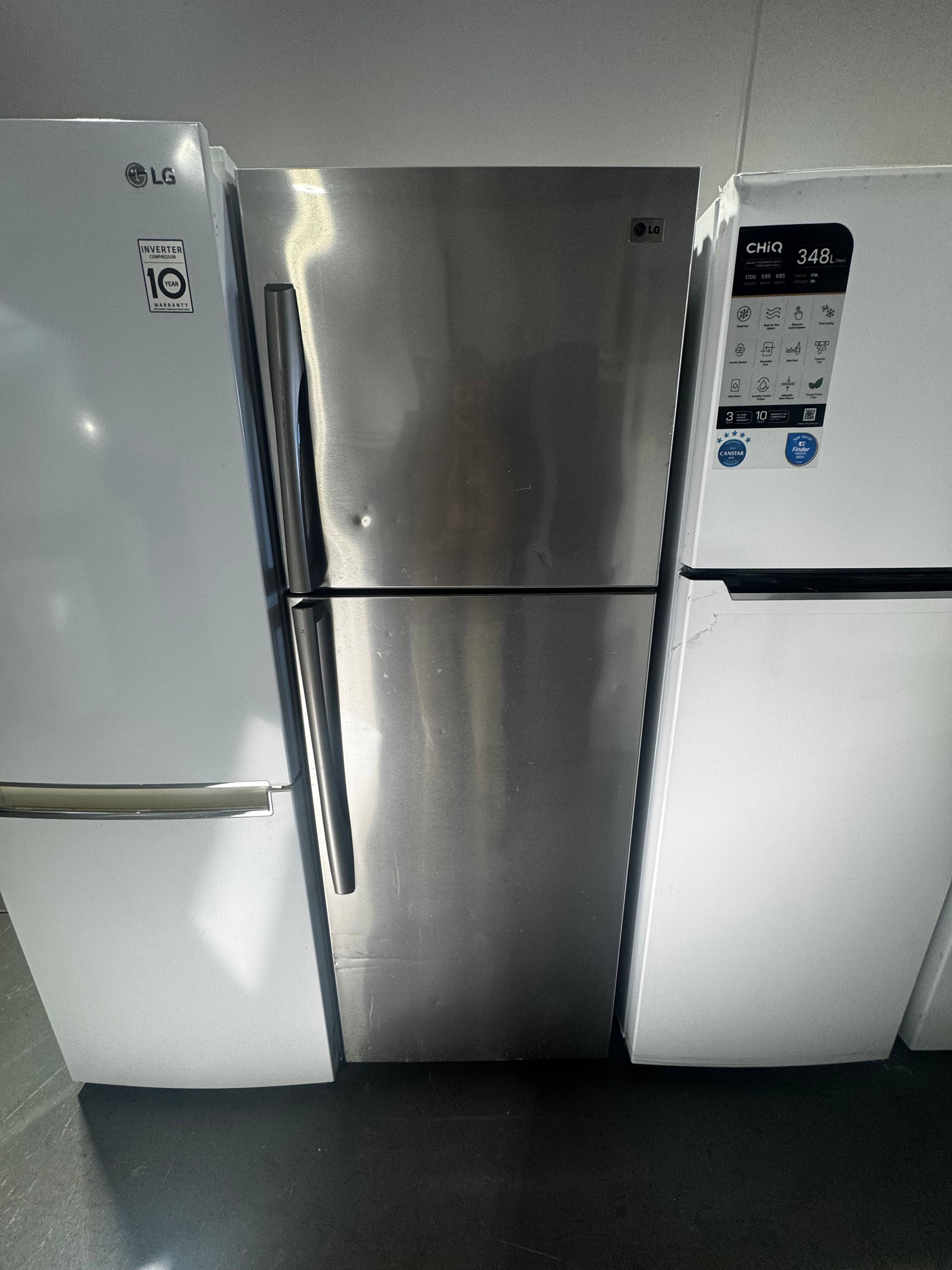 Refurbished LG 346L Top Mount Fridge – Stainless Steel Finish – Model GN-R346FS | PERTH