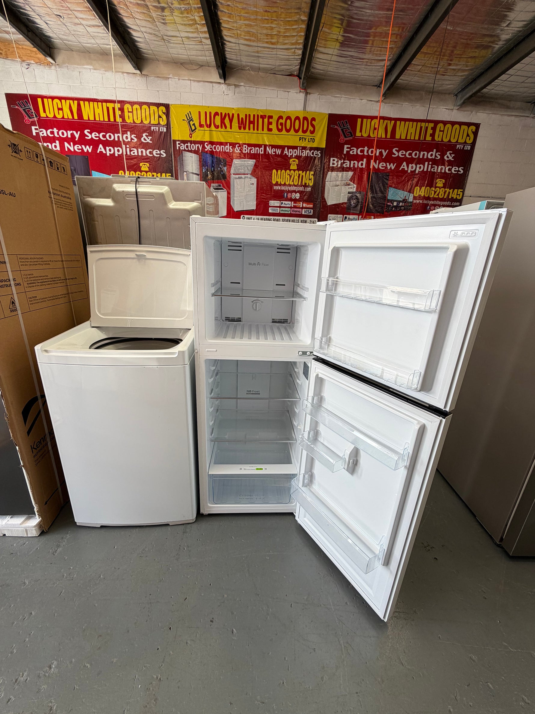 Refurbished Combo Chiq 202 ltr Top mount fridge freezer & Fisher and Paykel 8 kg Top loader washer
