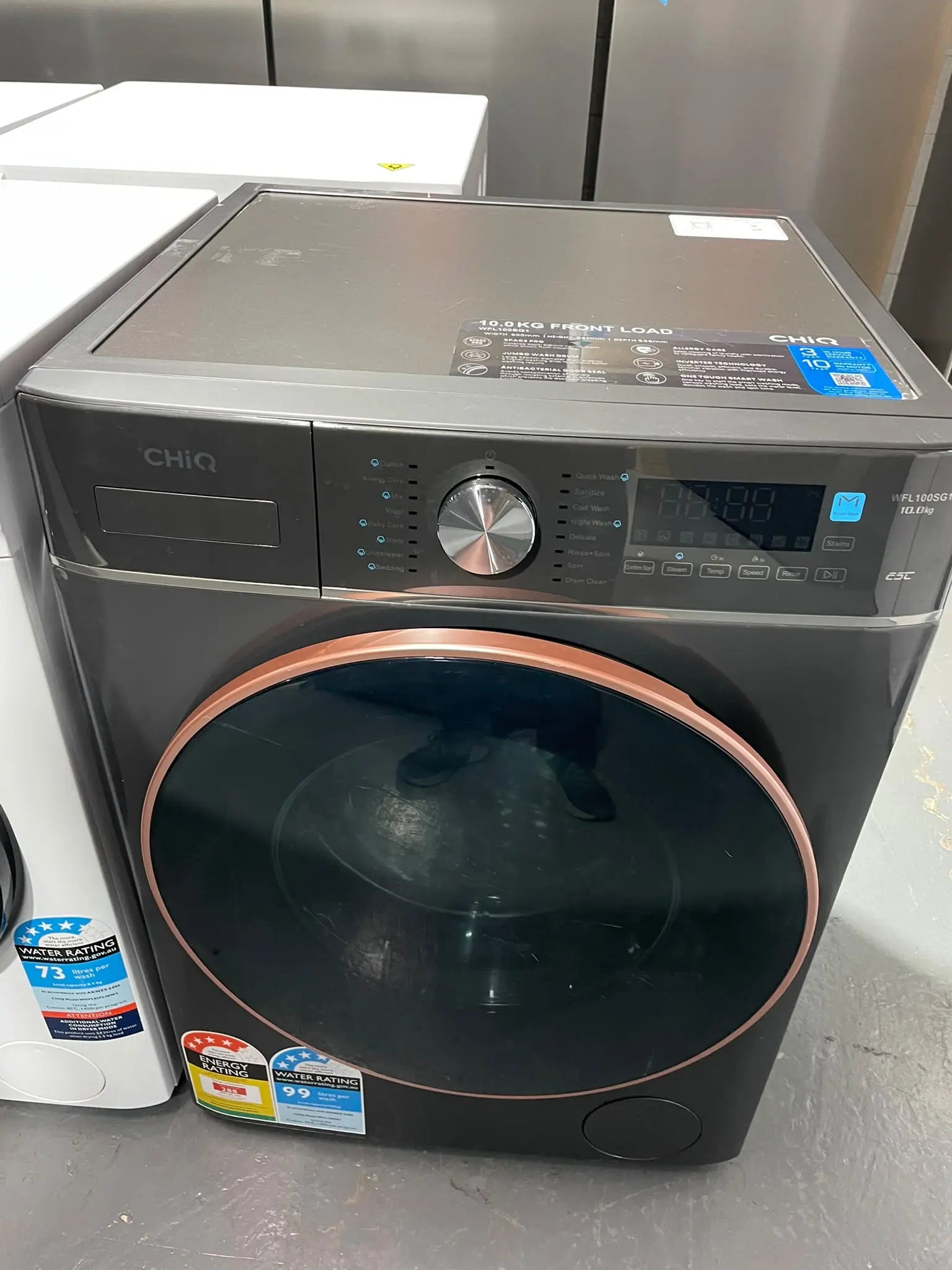 CHiQ 10kg Front Load Washing Machine – Space Grey – Factory Second | SYDNEY