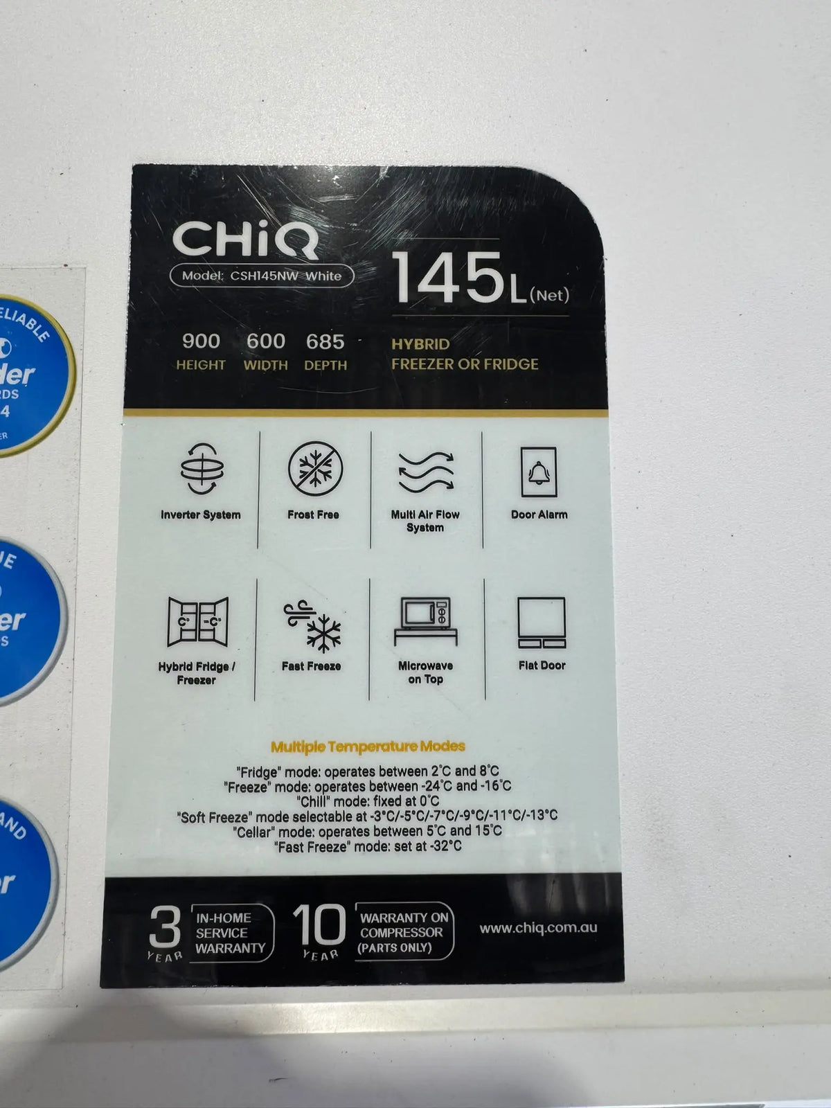 CHiQ 145L Hybrid Fridge or Freezer – Factory Second | PERTH