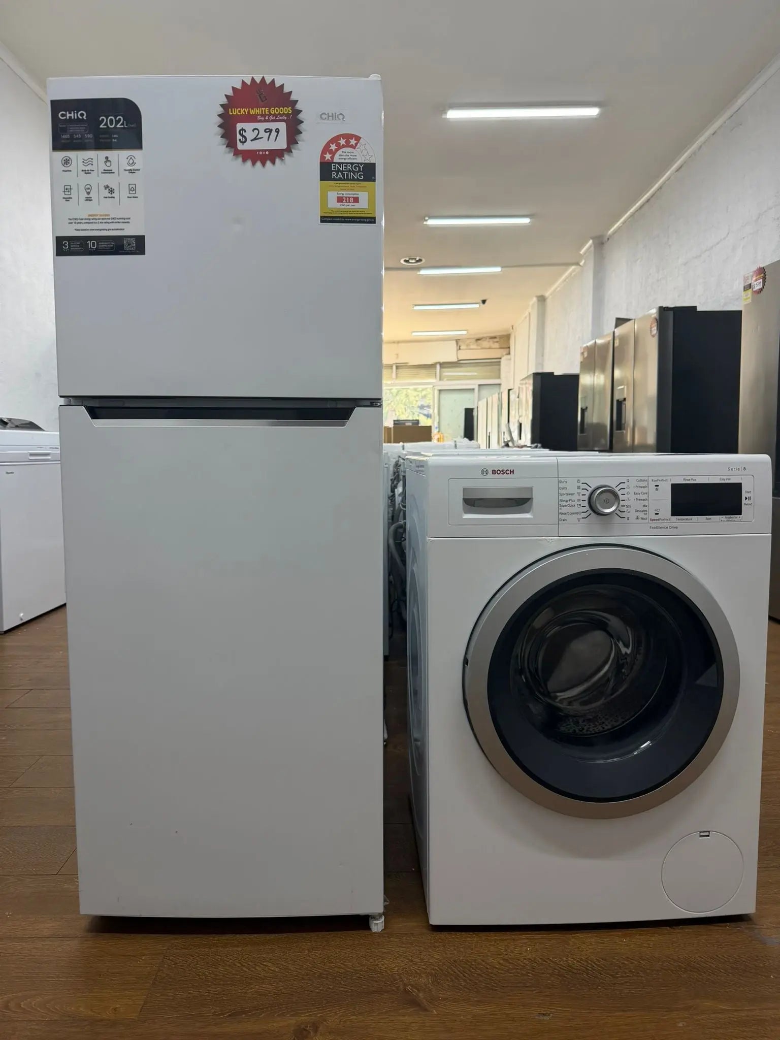 CHiQ 202L Top Mount Fridge (Factory Seconds) + Bosch 8kg Front Load Washer (Refurbished) – Combo Deal | RESERVOIR