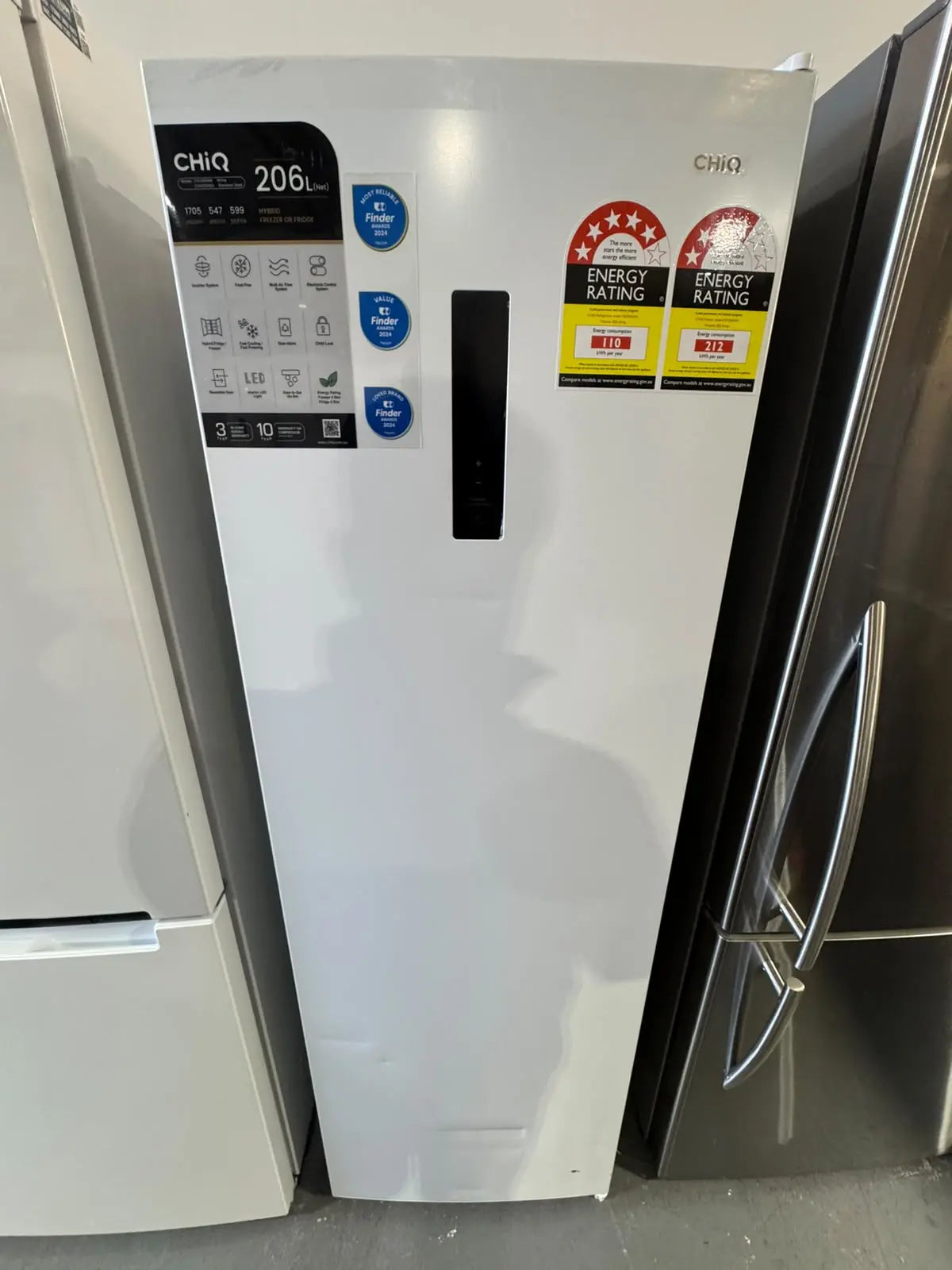 CHiQ 206L White Hybrid Upright Fridge Freezer – Factory Second | PERTH