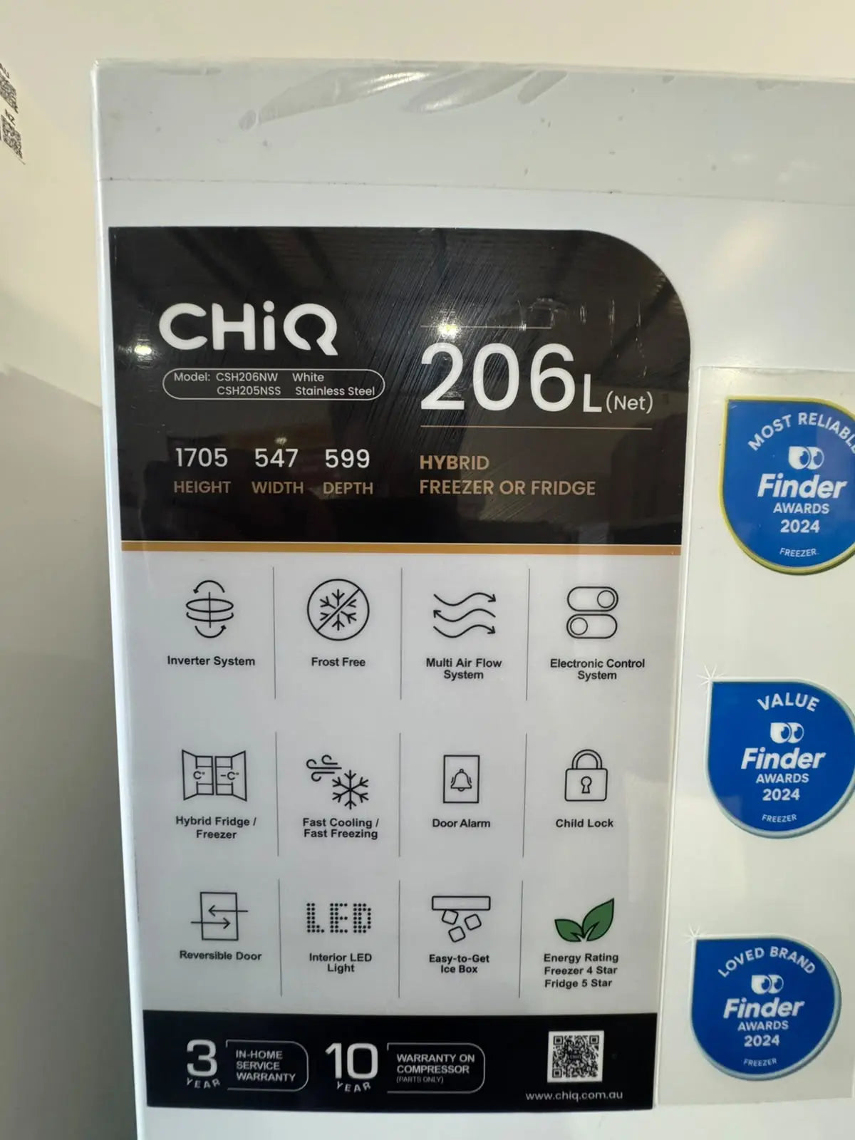 CHiQ 206L White Hybrid Upright Fridge Freezer – Factory Second | PERTH