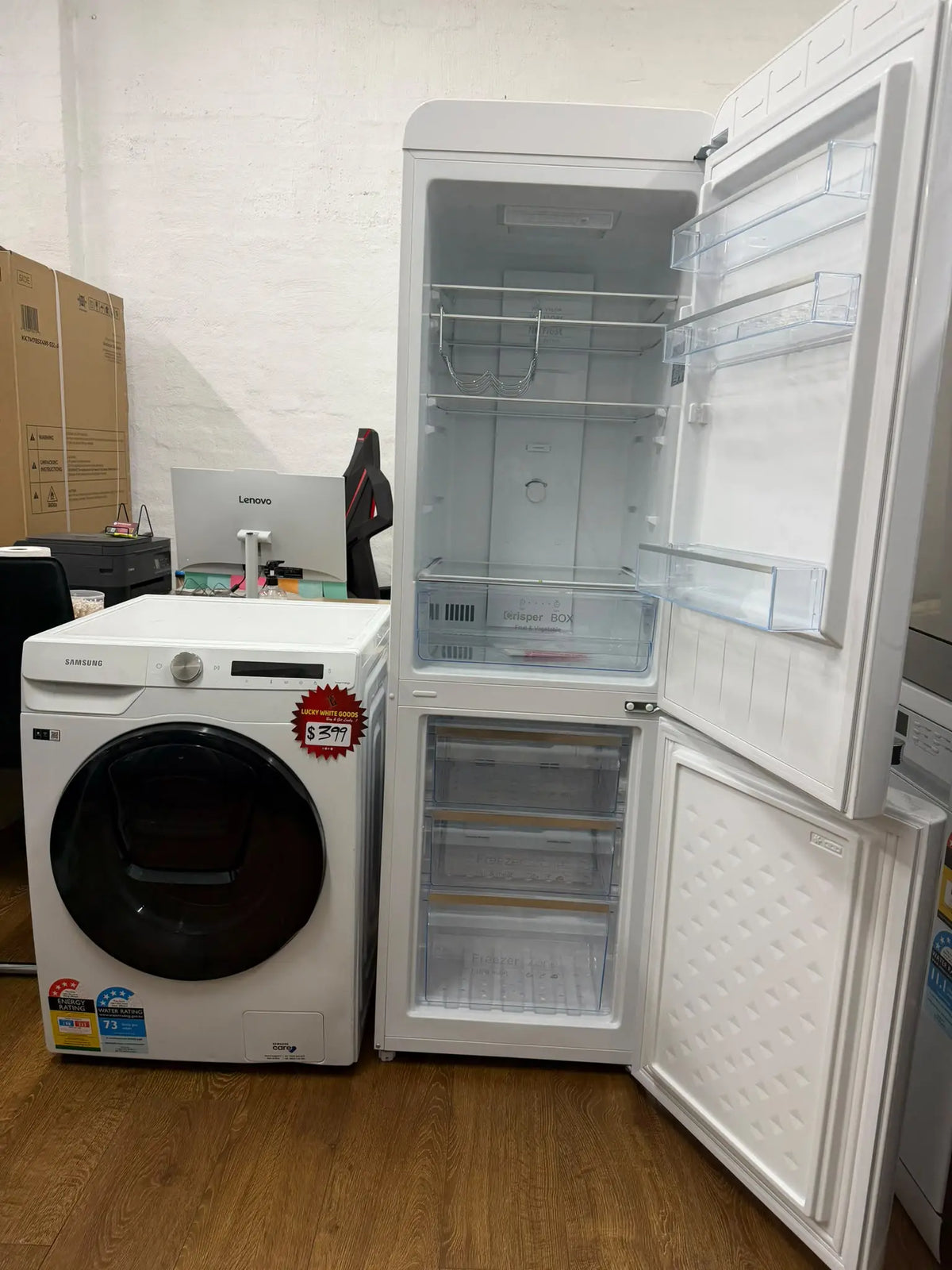 CHiQ 231L Retro Fridge + Samsung 8.5kg AddWash Front Load Washer Combo | RESERVOIR