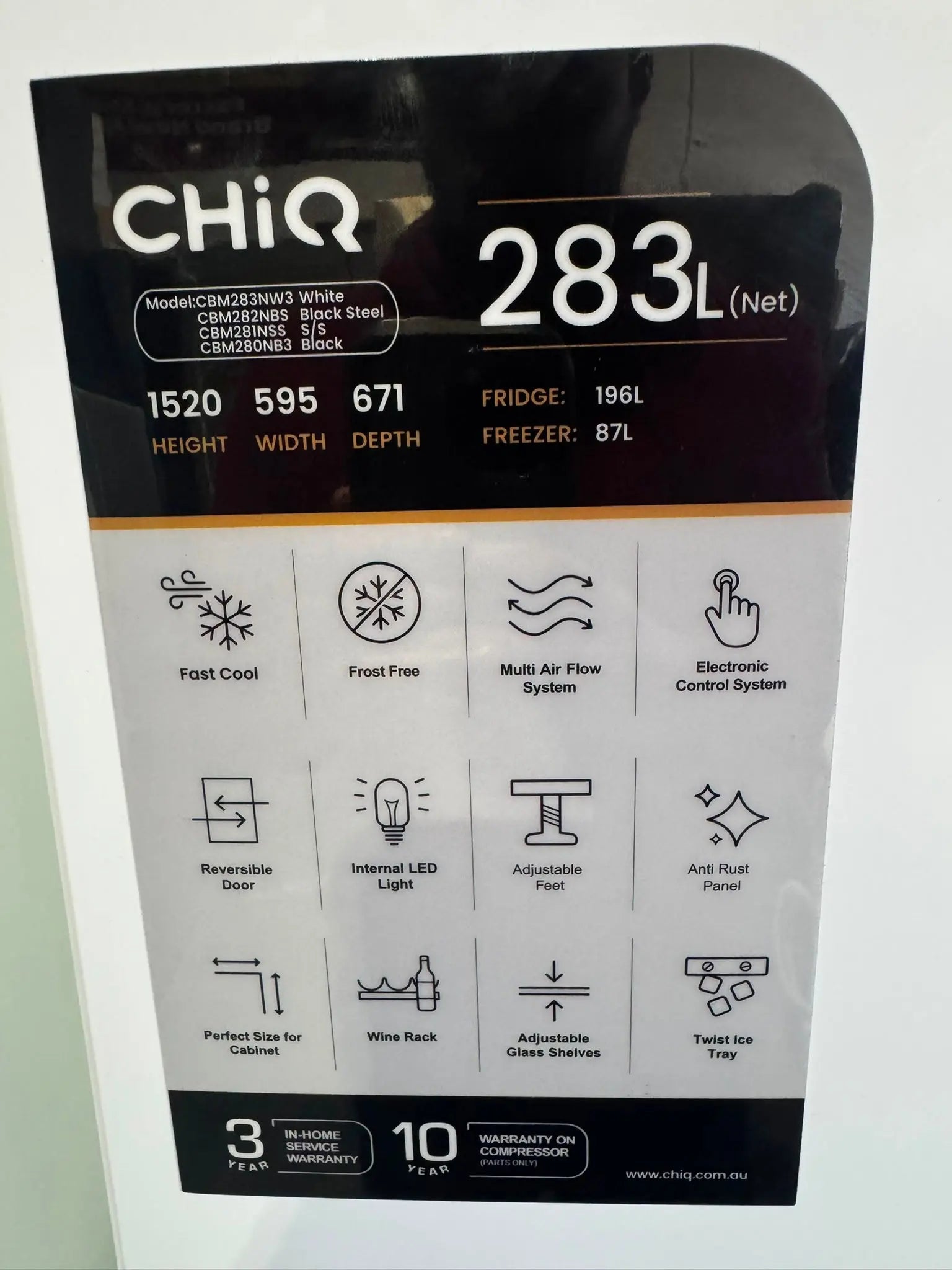 CHiQ 283L Bottom Mount Fridge Freezer (Refurbished)