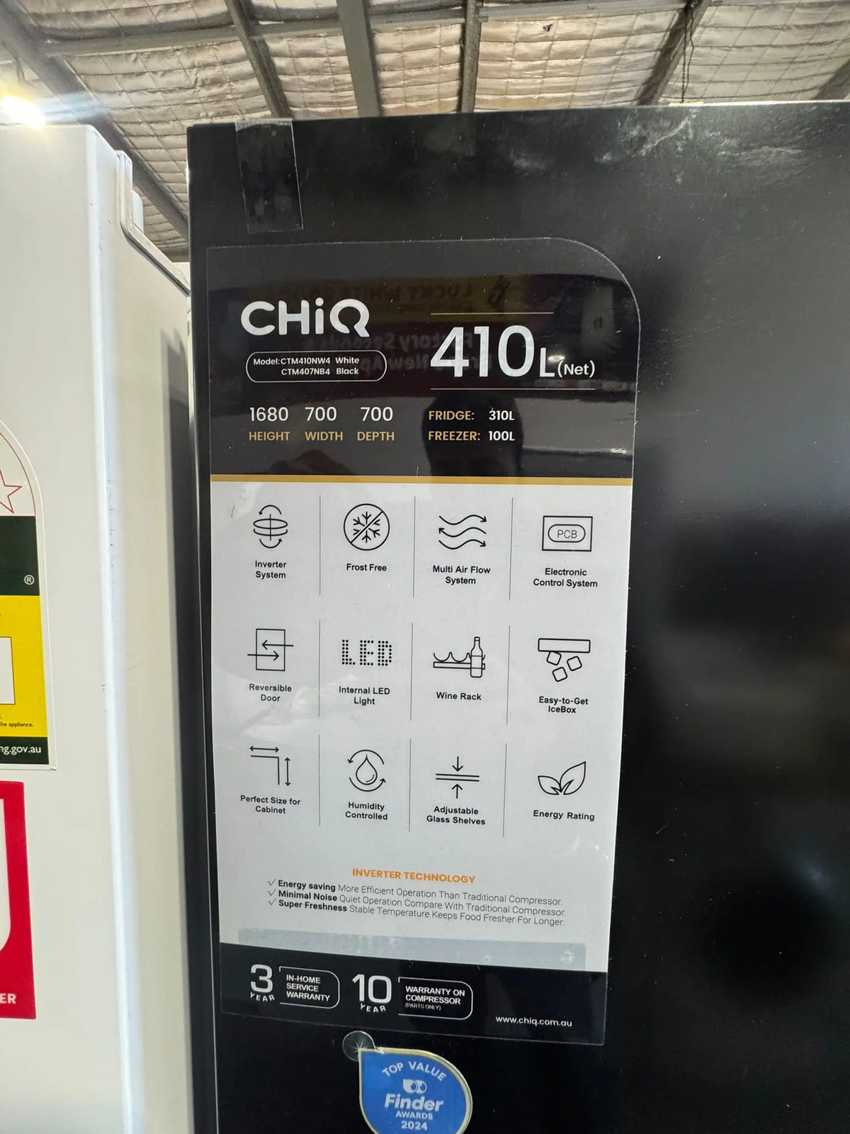 CHiQ 410L Black Steel Top Mount Refrigerator – Factory Second | PERTH
