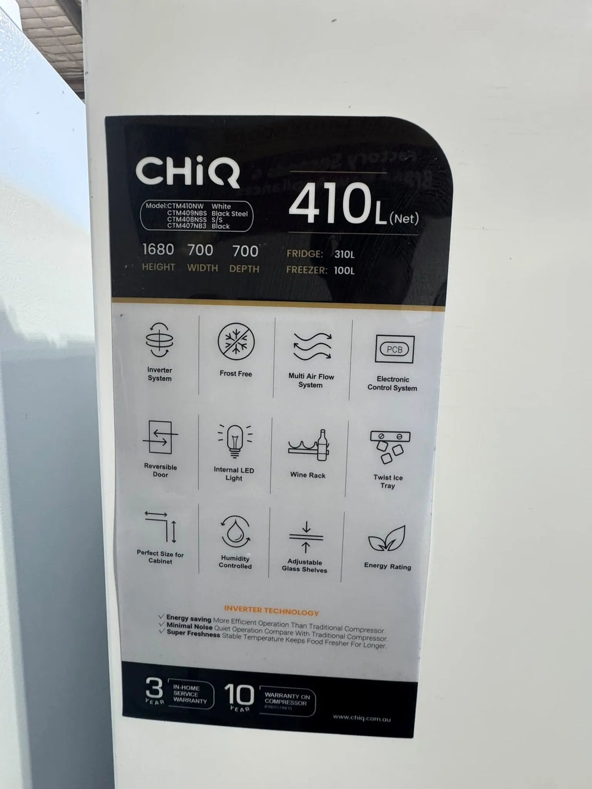 CHiQ 410L Top Mount Refrigerator – Factory Second | PERTH