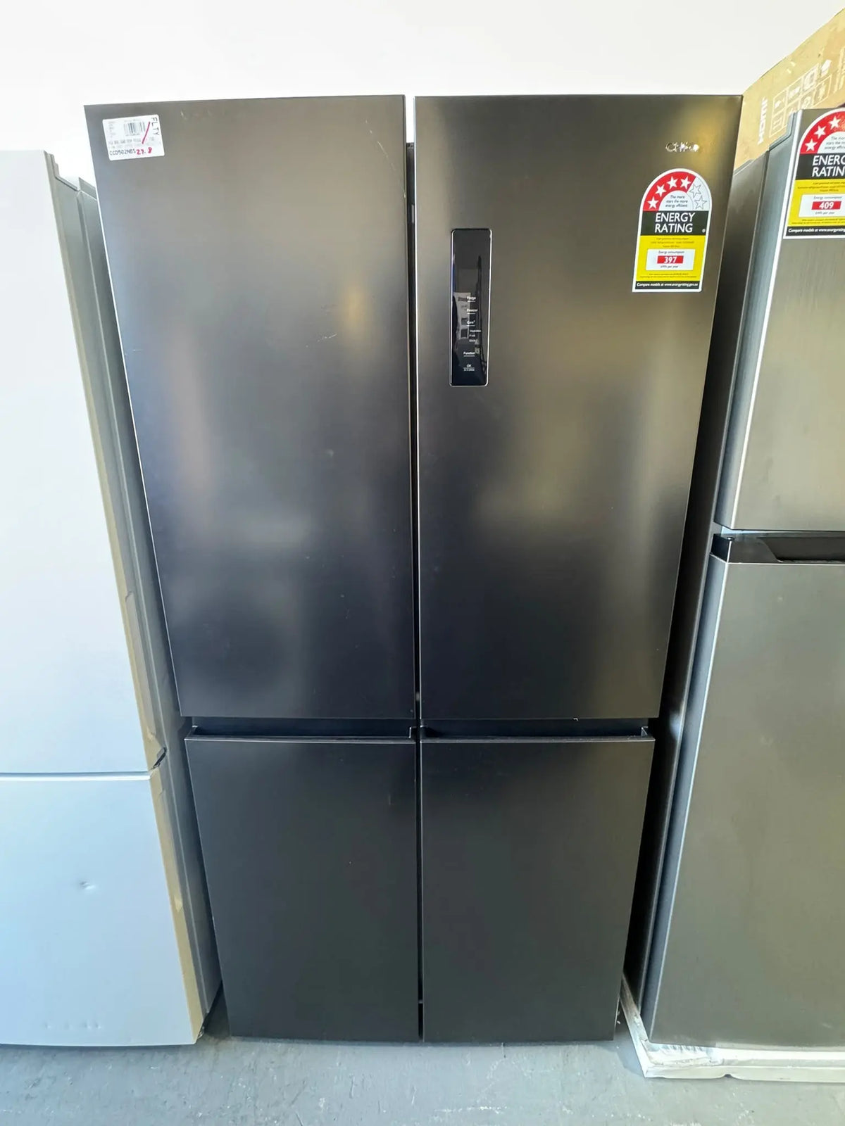 CHiQ 503L Cross Door Fridge Freezer in Black Steel – Factory Second | PERTH