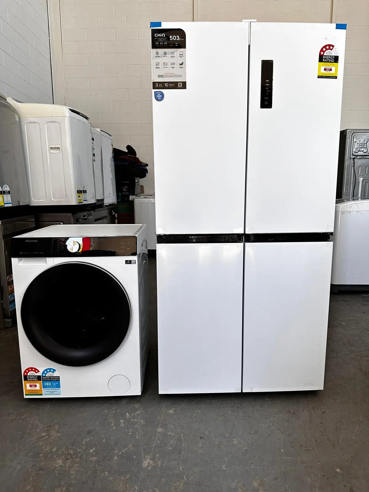 CHiQ 503L Quad Door Fridge Freezer + Hisense 12kg Front Load Washer – Factory Seconds | ADELAIDE