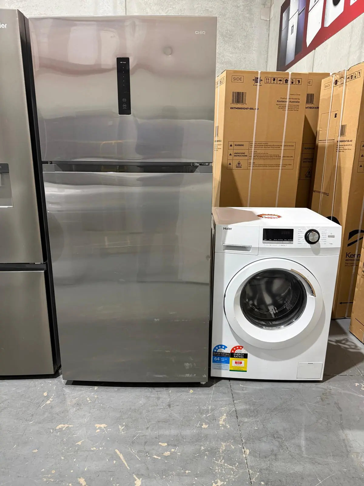 CHiQ 515L Fridge Freezer + Haier 7.5kg Front Load Washing Machine Combo – Refurbished Package