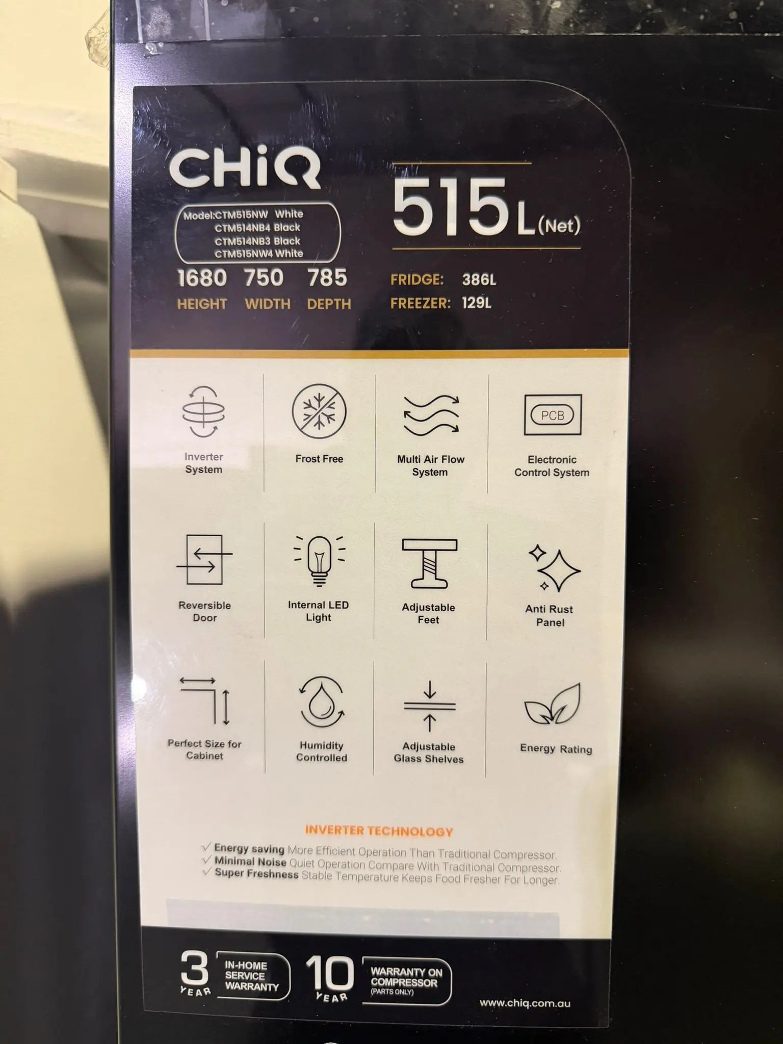 CHiQ 515L Top Mount Fridge – Factory Seconds