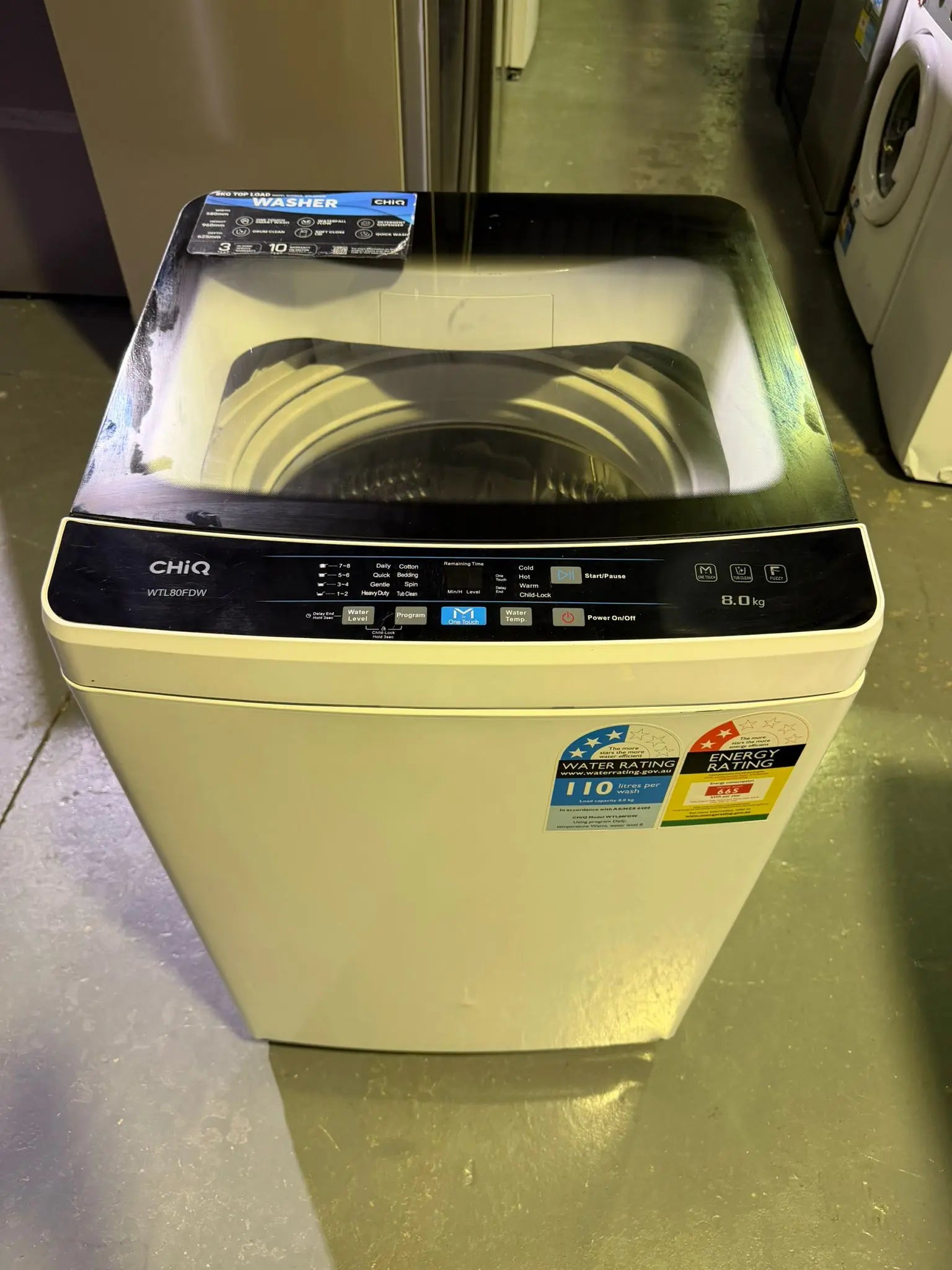 CHiQ 8.0KG Top Loader Washing Machine – WTL80FDW – Refurbished – Powerful & Efficient | BRISBANE