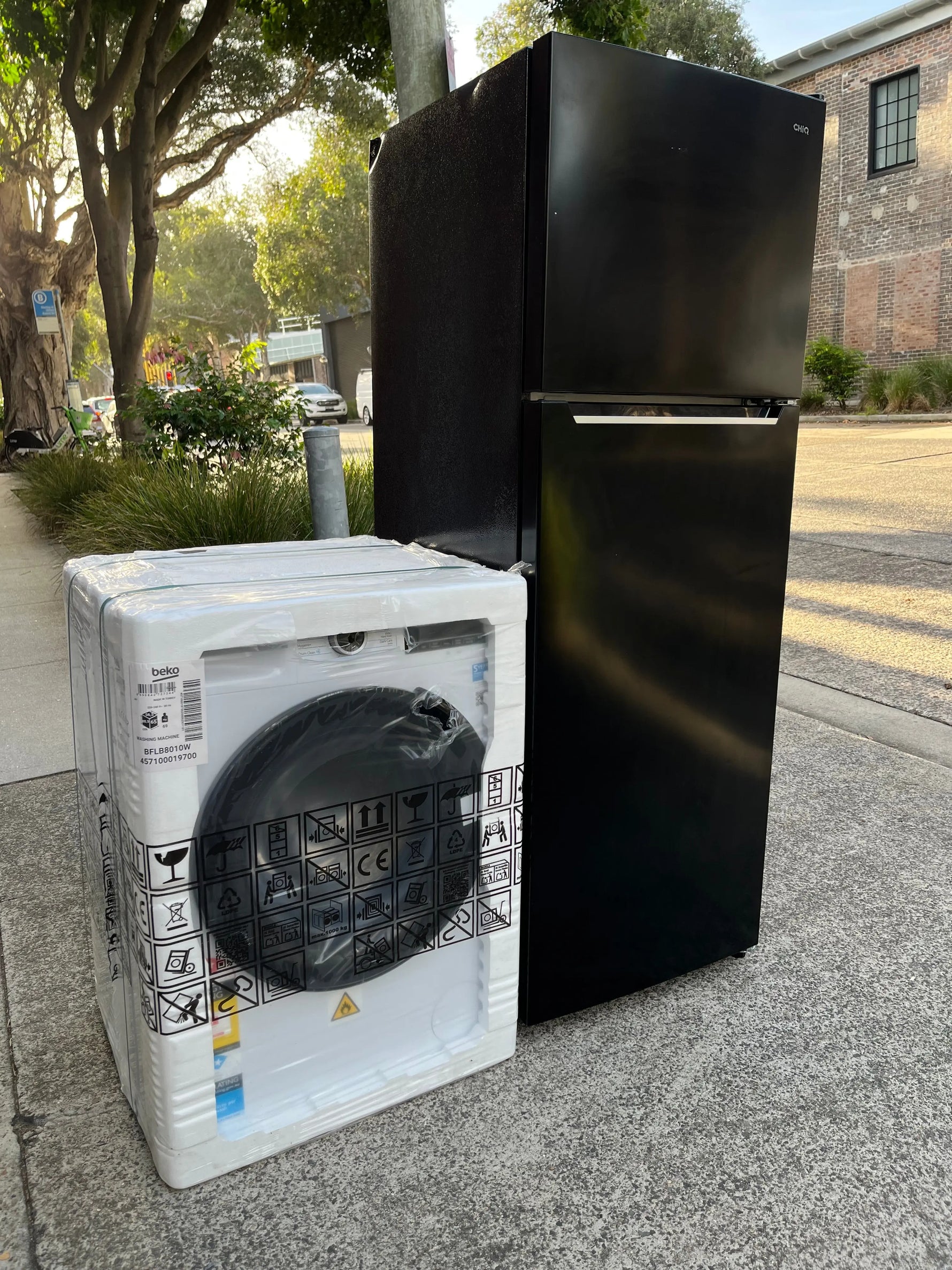 CHiQ CTM347NB5E 348L Top Mount Fridge Black + Beko BFLB8010W 8kg Front Load Washing Machine Combo | ALEXANDRIA