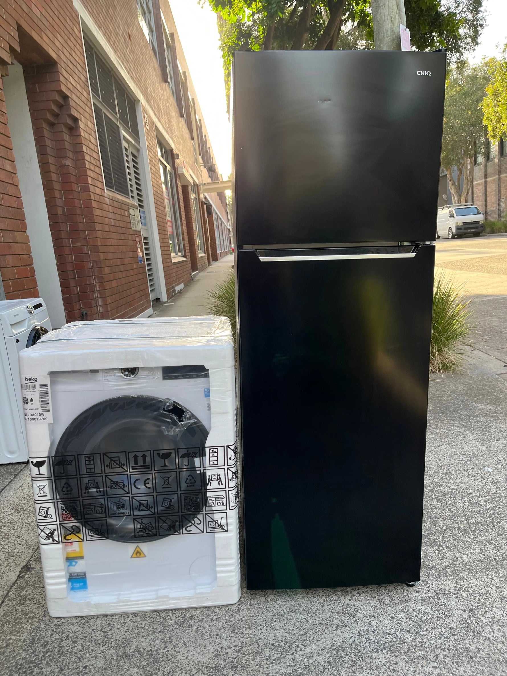 CHiQ CTM347NB5E 348L Top Mount Fridge Black + Beko BFLB8010W 8kg Front Load Washing Machine Combo | ALEXANDRIA