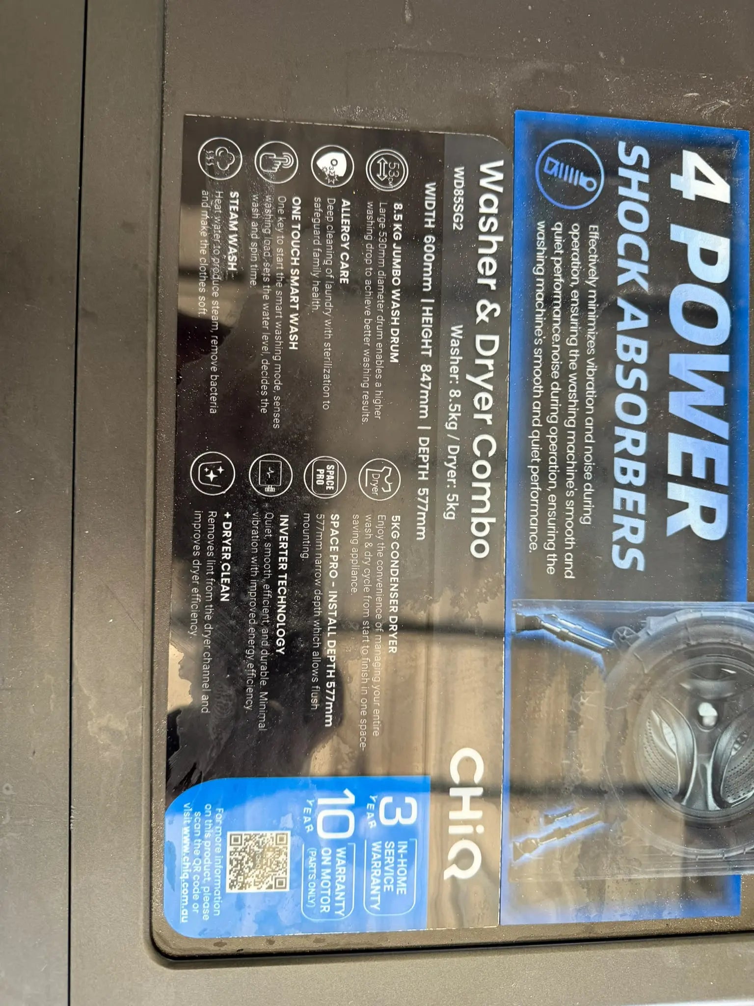 CHiQ WDB55C2 8.5kg/5kg Refurbished Washer Dryer Combo | BRISBANE