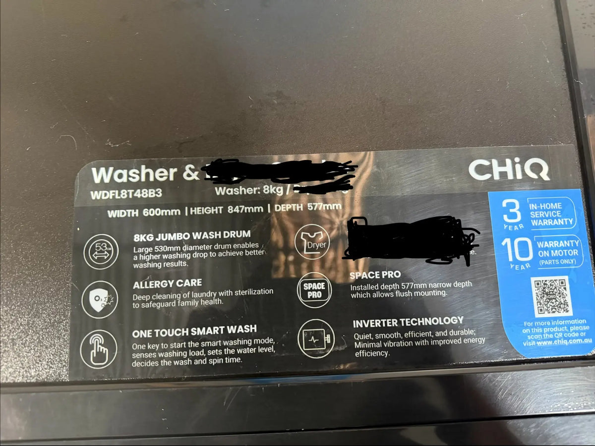 CHiQ WDFL8T48B3 8kg Front Load Washing Machine Only – Refurbished | RESERVOIR