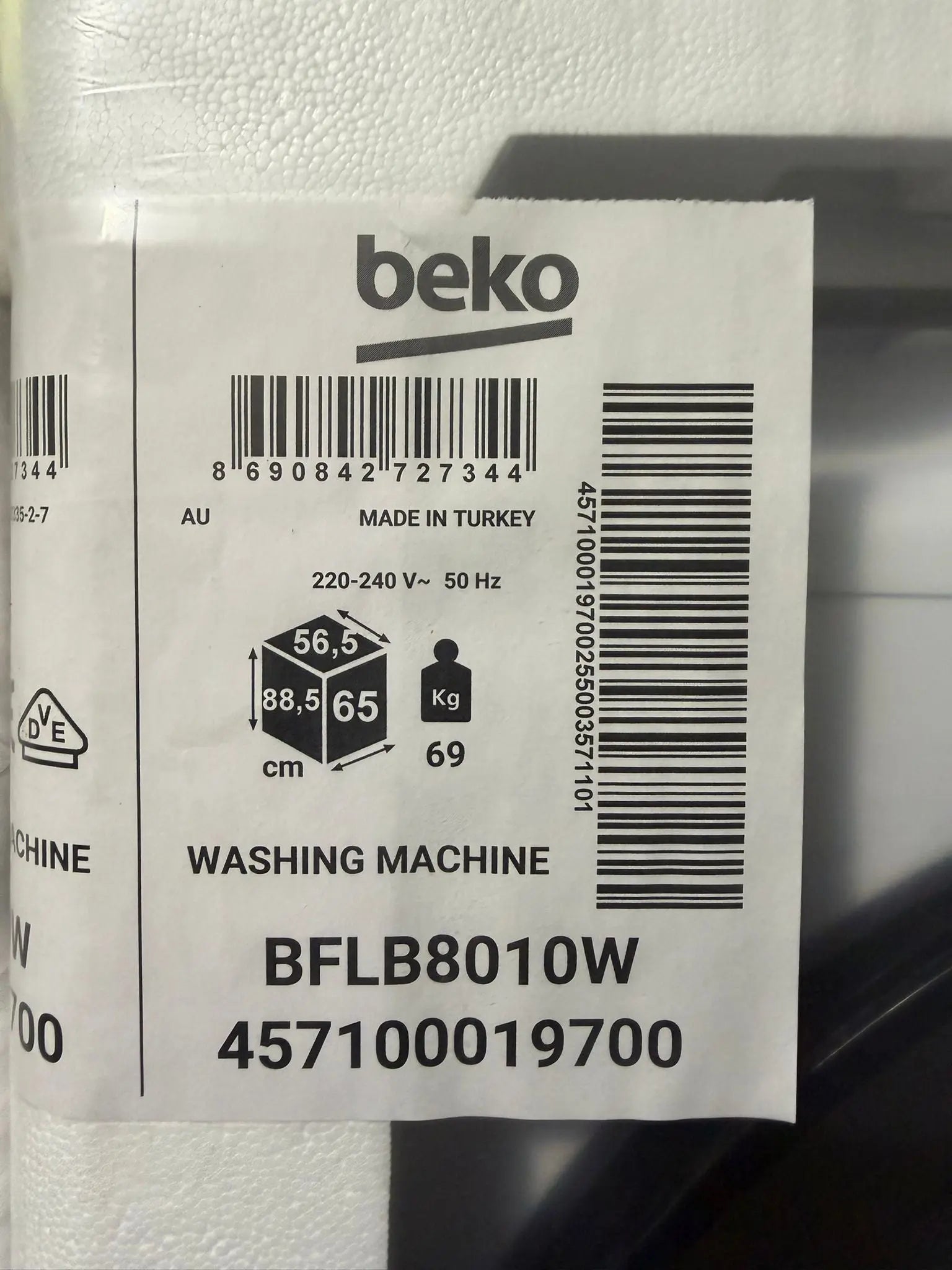 Carton Damage Beko BFLB8010W 8kg Front Load Washer White Carton Damage | BRISBANE