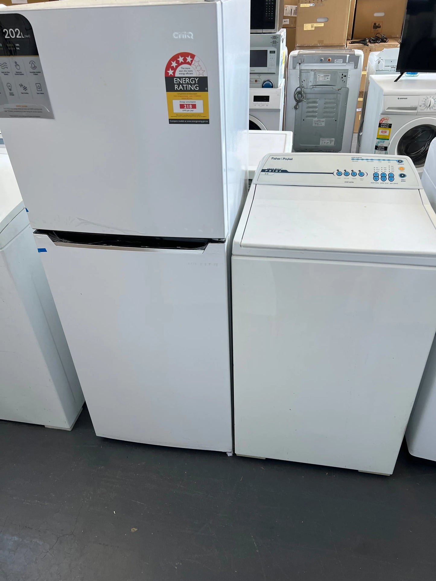 Chiq 202 litres fridge freezer and fisher and paykel 5.5kg washing machine | ADELAIDE