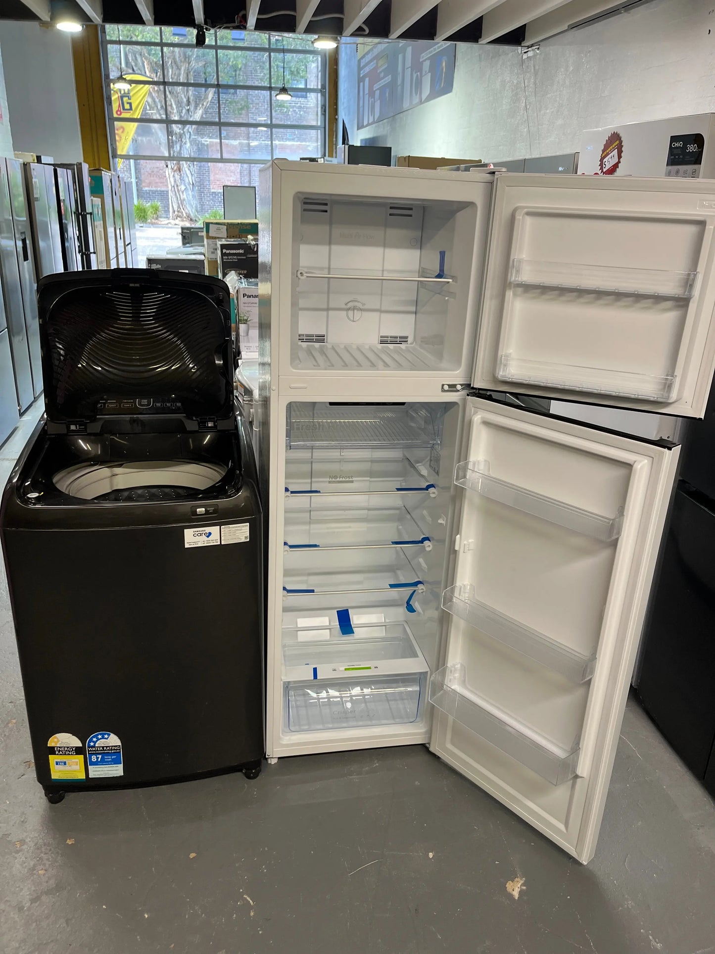 Chiq 255 ltr fridge freezer & Samsung 8.5 kg top loader washer | ALEXANDRIA