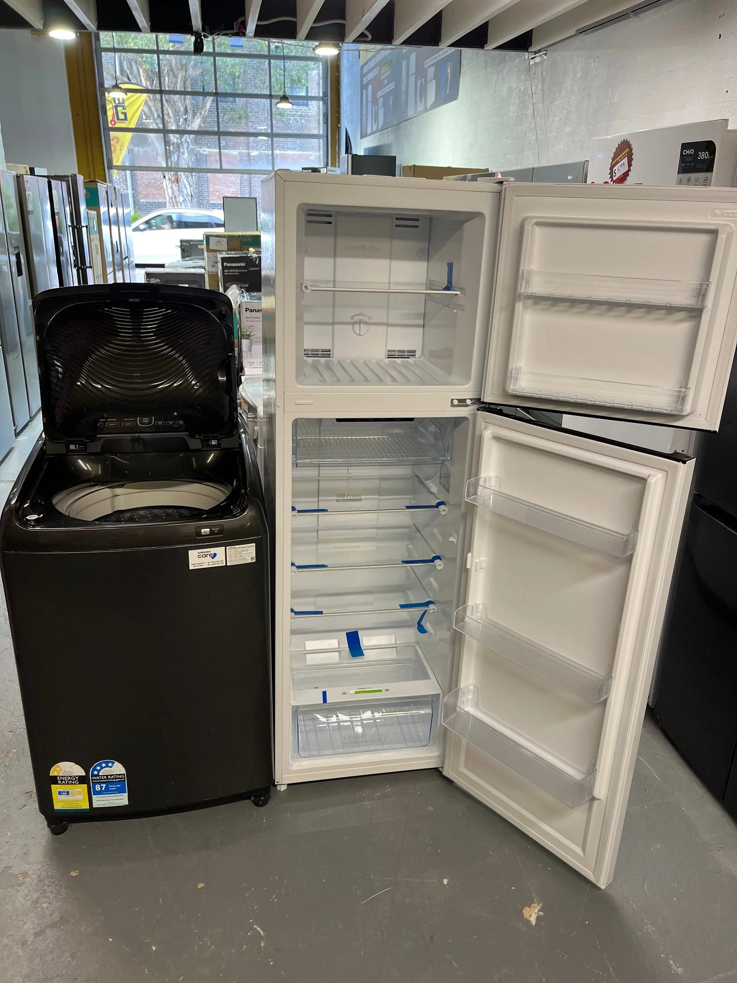 Chiq 255 ltr fridge freezer & Samsung 8.5 kg top loader washer | ALEXANDRIA