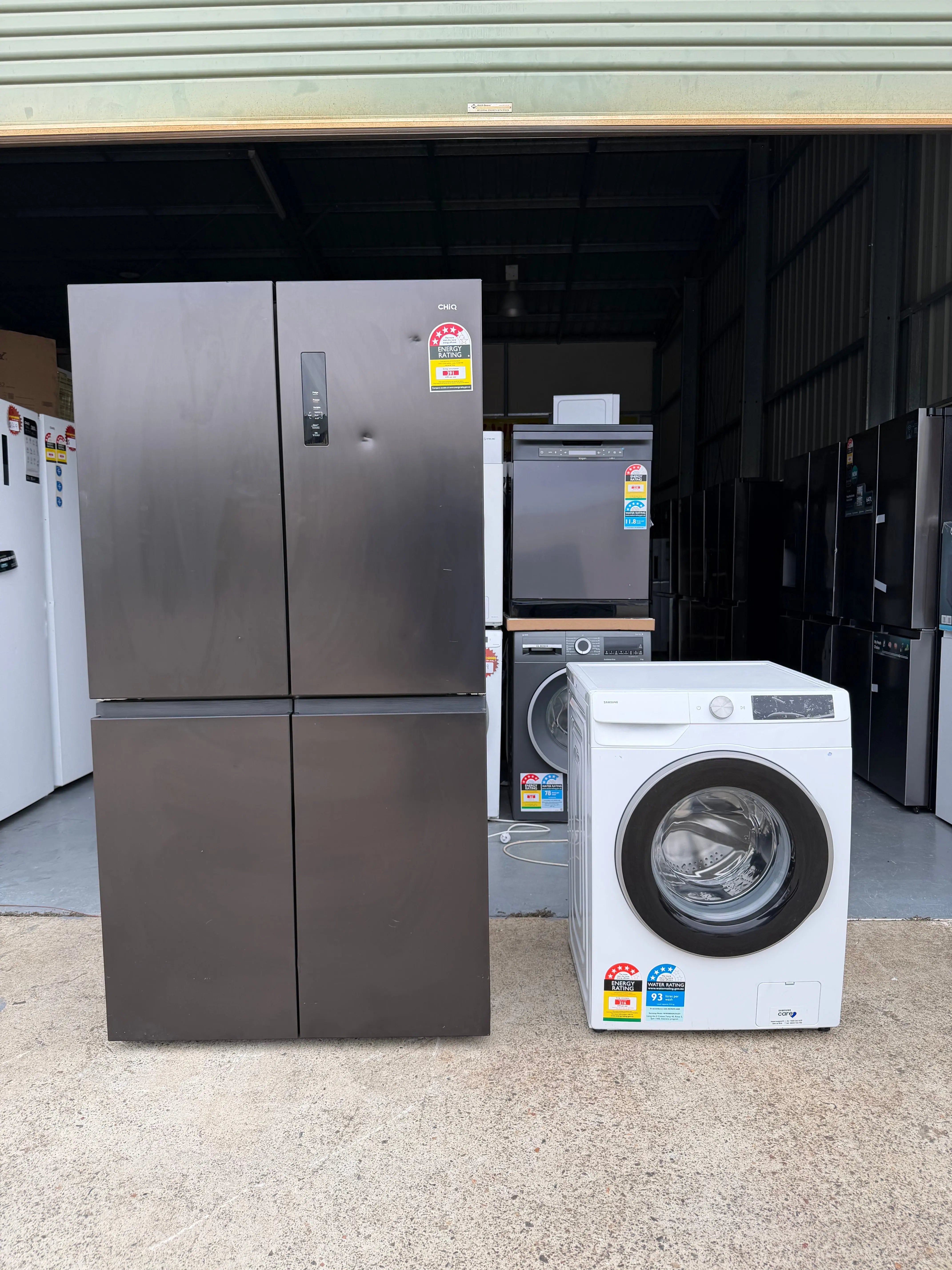 Chiq 601 L Quad door refrigerator and 9 KG Samsung  washer combo (Refurbished) | BRISBANE