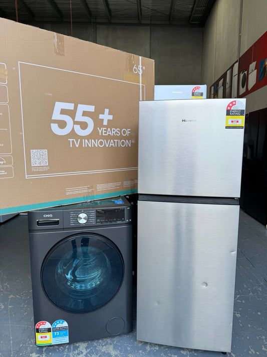Chiq 8.5Kg washing mechine and Hisense 205L fridge and Hisense 65 inch Tv | MELBOURNE