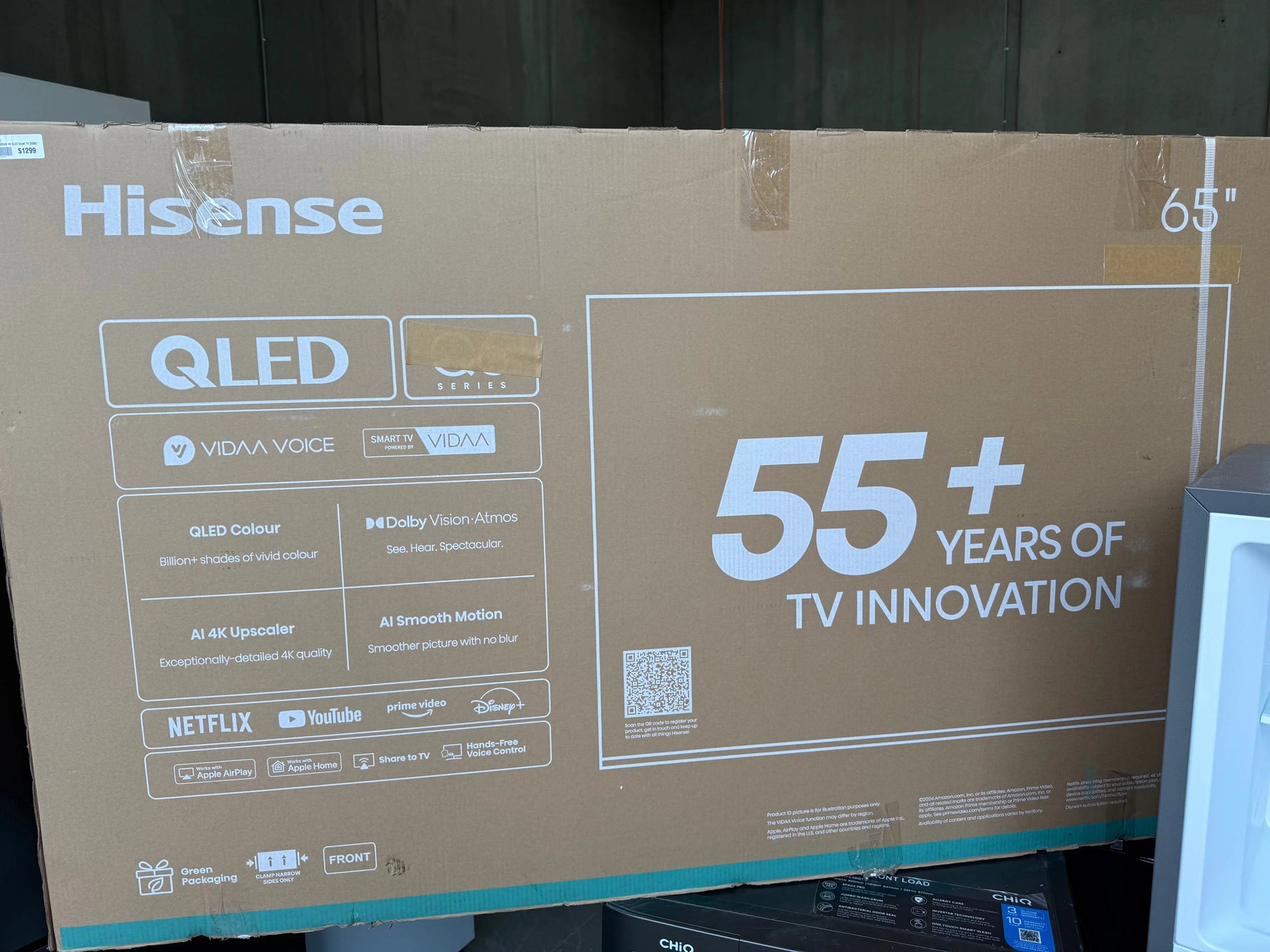 Chiq 8.5Kg washing mechine and Hisense 326L fridge and Hisense 65 inch Tv | MELBOURNE