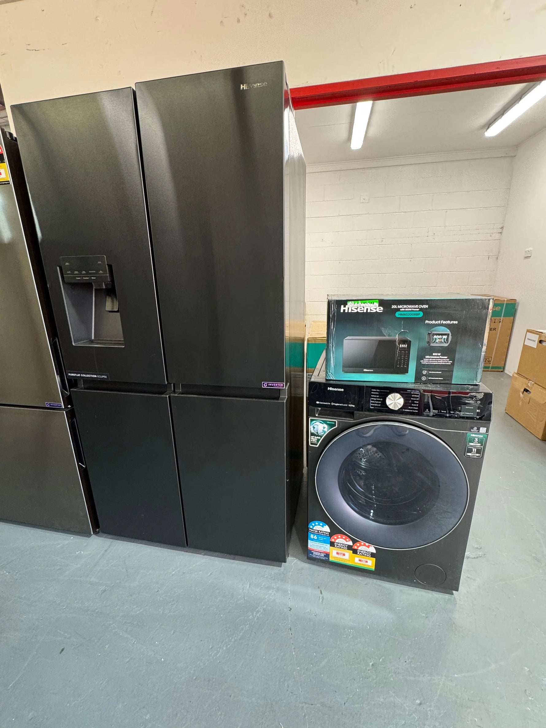 Combo Deal Refurbished Hisense 585 litres fridge freezer Hisense 10kg washing machine and Hisense 20 litres microwave | SYDNEY