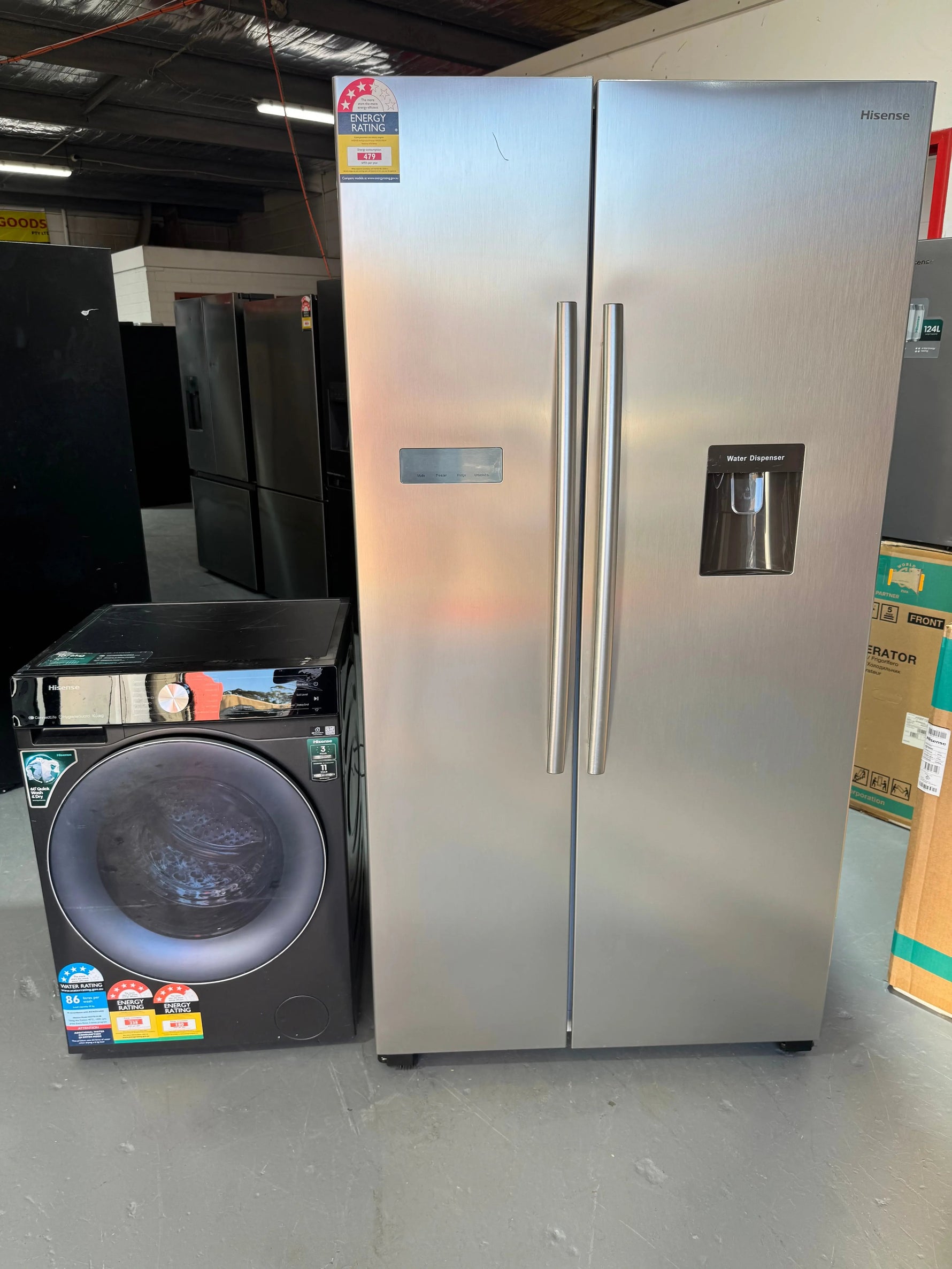 Combo Deal refurbished Hisense 578 litres fridge freezer and Hisense 10 kg washing machine | SYDNEY