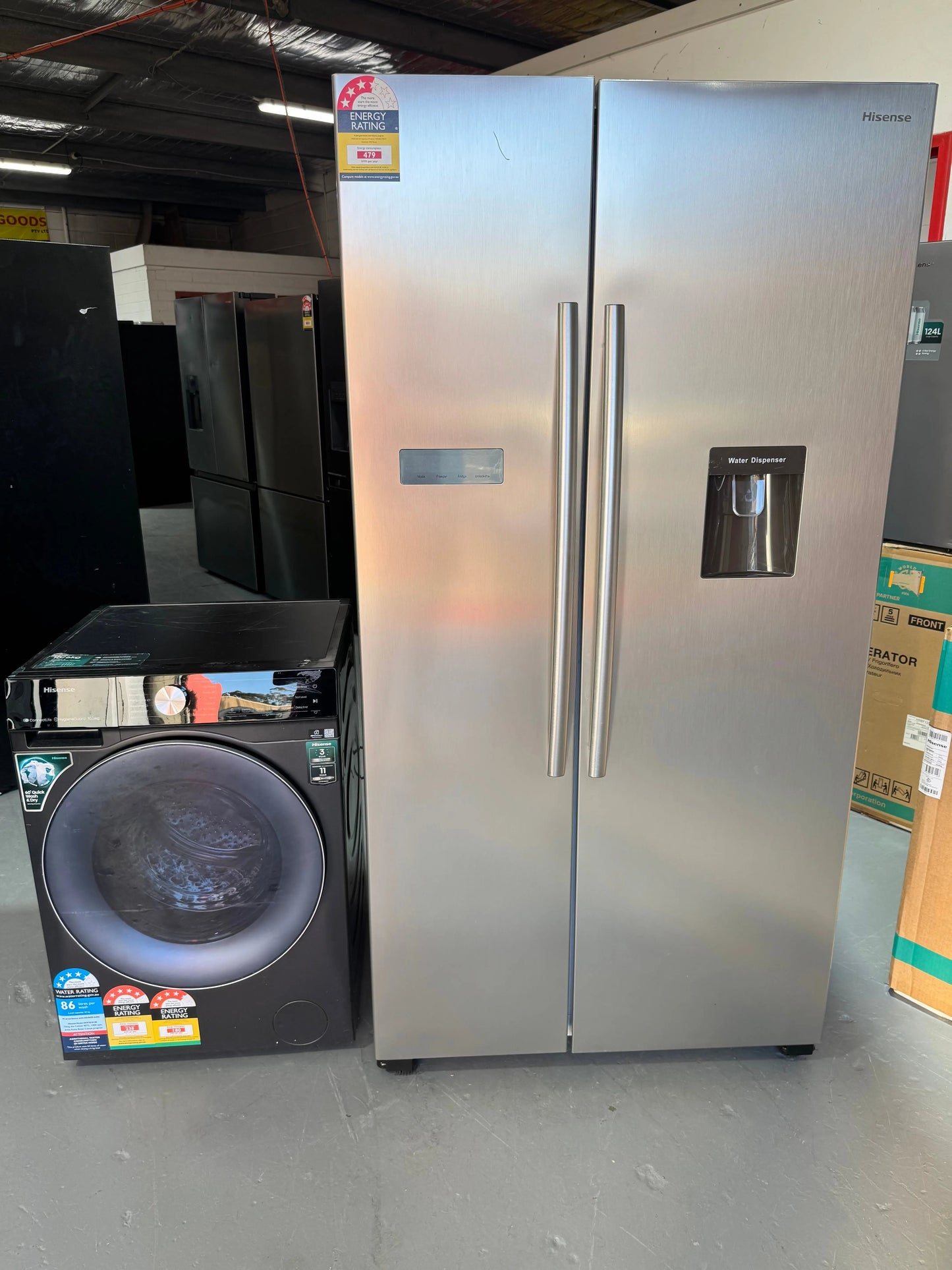 Combo Deal refurbished Hisense 578 litres fridge freezer and Hisense 10 kg washing machine | SYDNEY