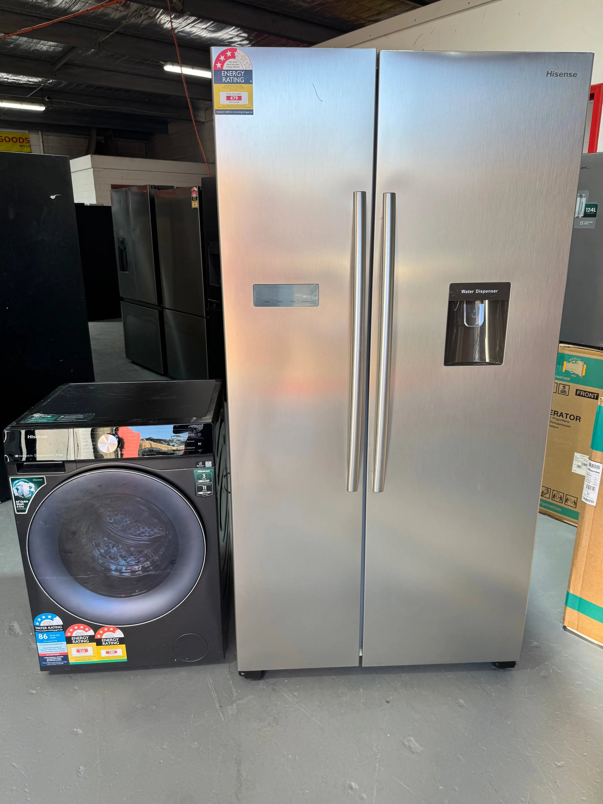 Combo Deal refurbished Hisense 578 litres fridge freezer and Hisense 10 kg washing machine | SYDNEY