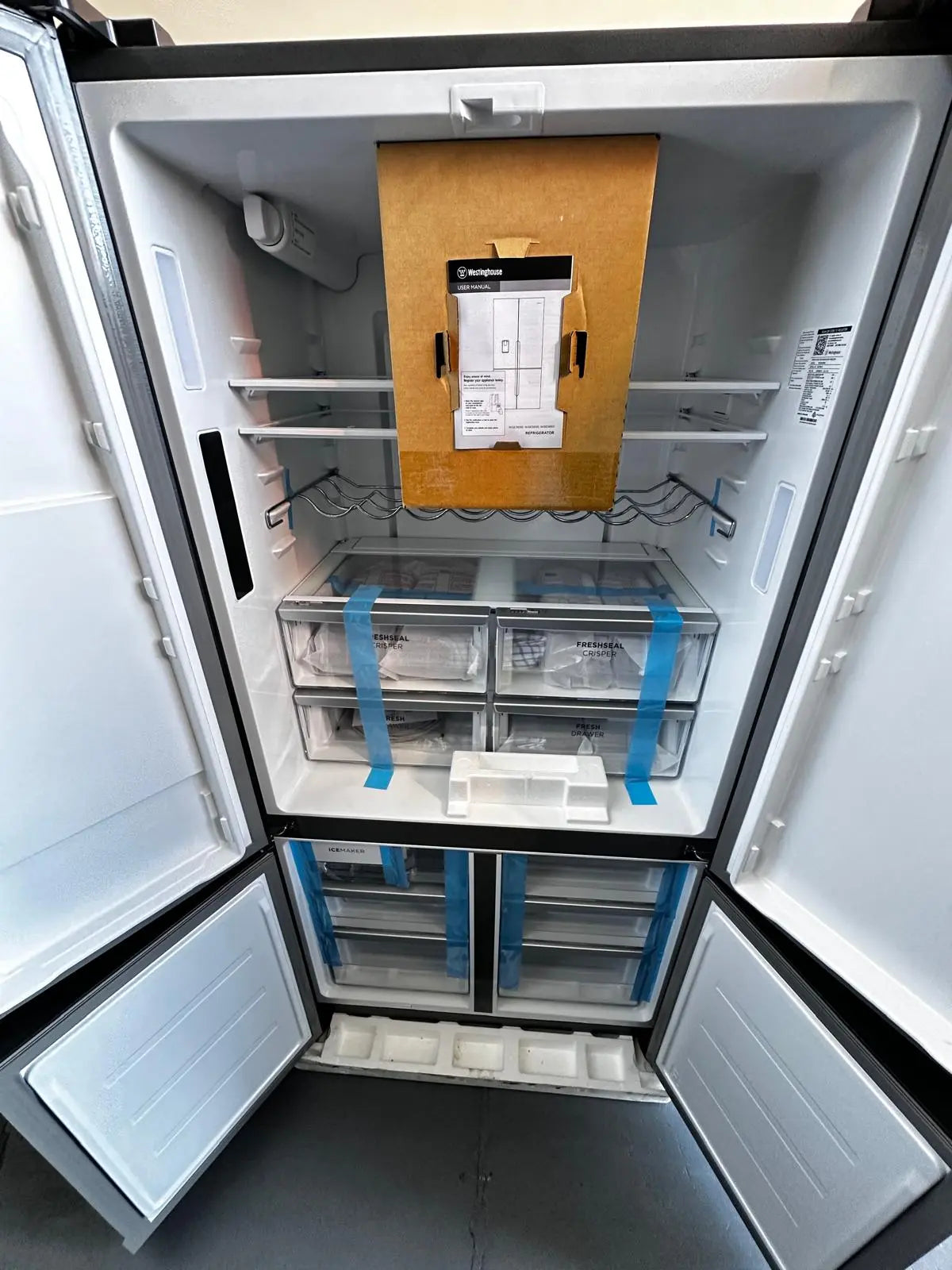 Combo – Westinghouse 564 L Quad Door Fridge Freezer + Westinghouse 9 kg Front Load Washer | ADELAIDE