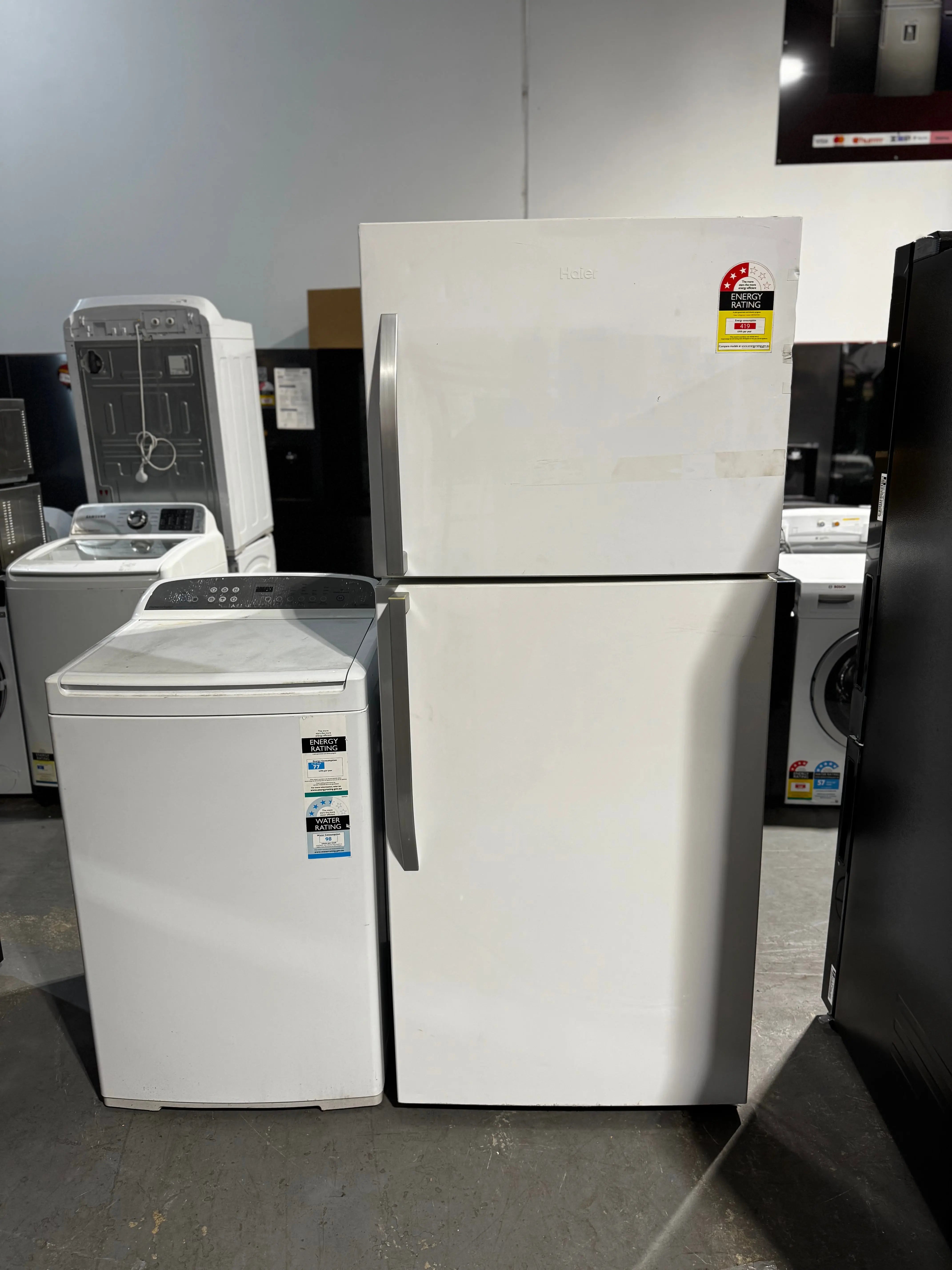 Combo refurbished Haier 421 litres fridge freezer and fisher and Paykel 8.5kg washing machine | PERTH