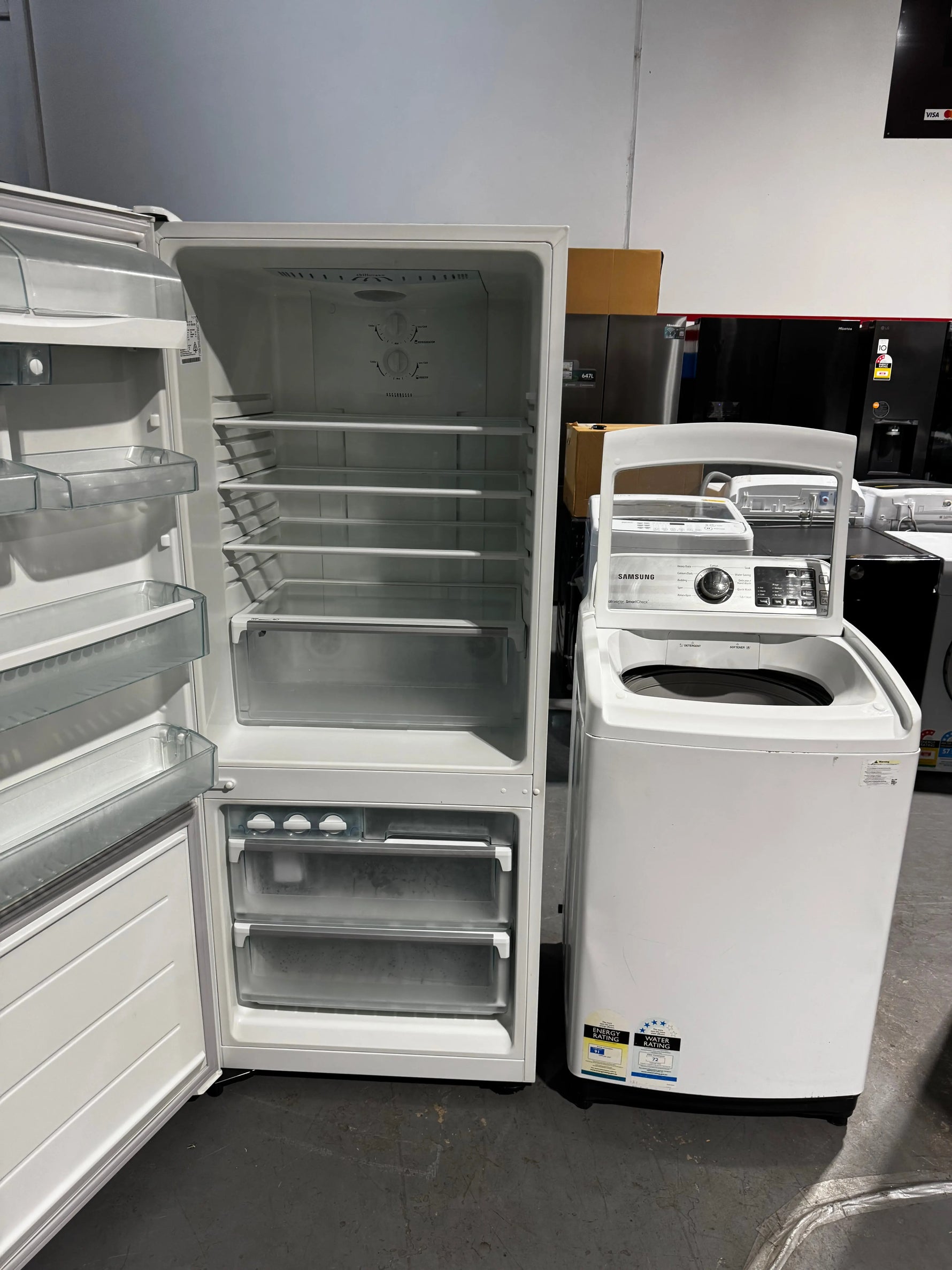 Combo refurbished Westinghouse 430 litres fridge freezer and Samsung 7kg washing machine | PERTH