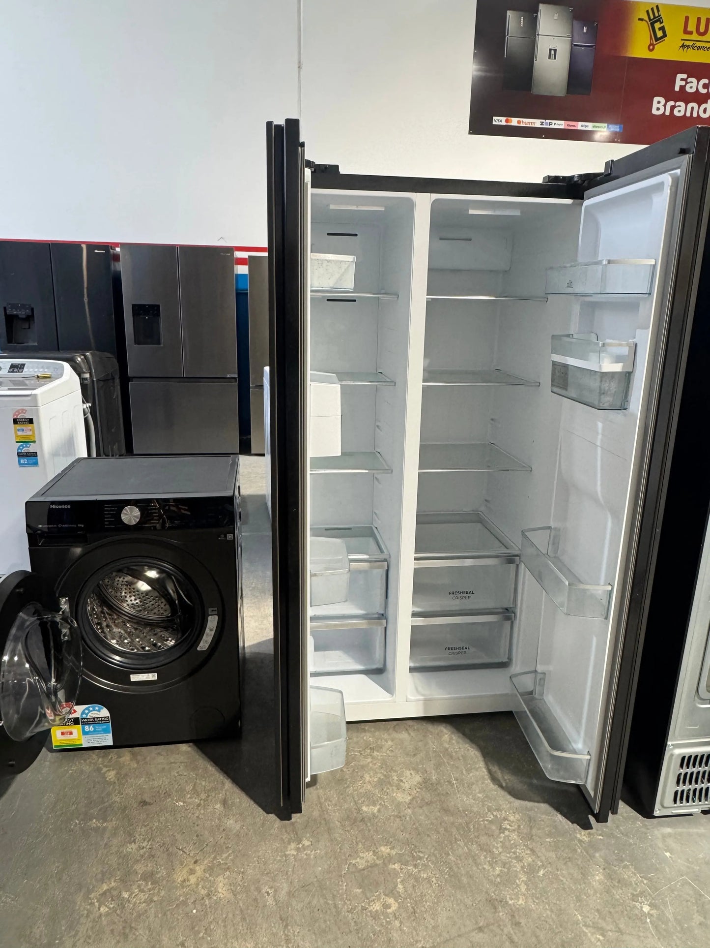 Combo refurbished Westinghouse 619 litres fridge freezer and Hisense 10kg washing machine | PERTH