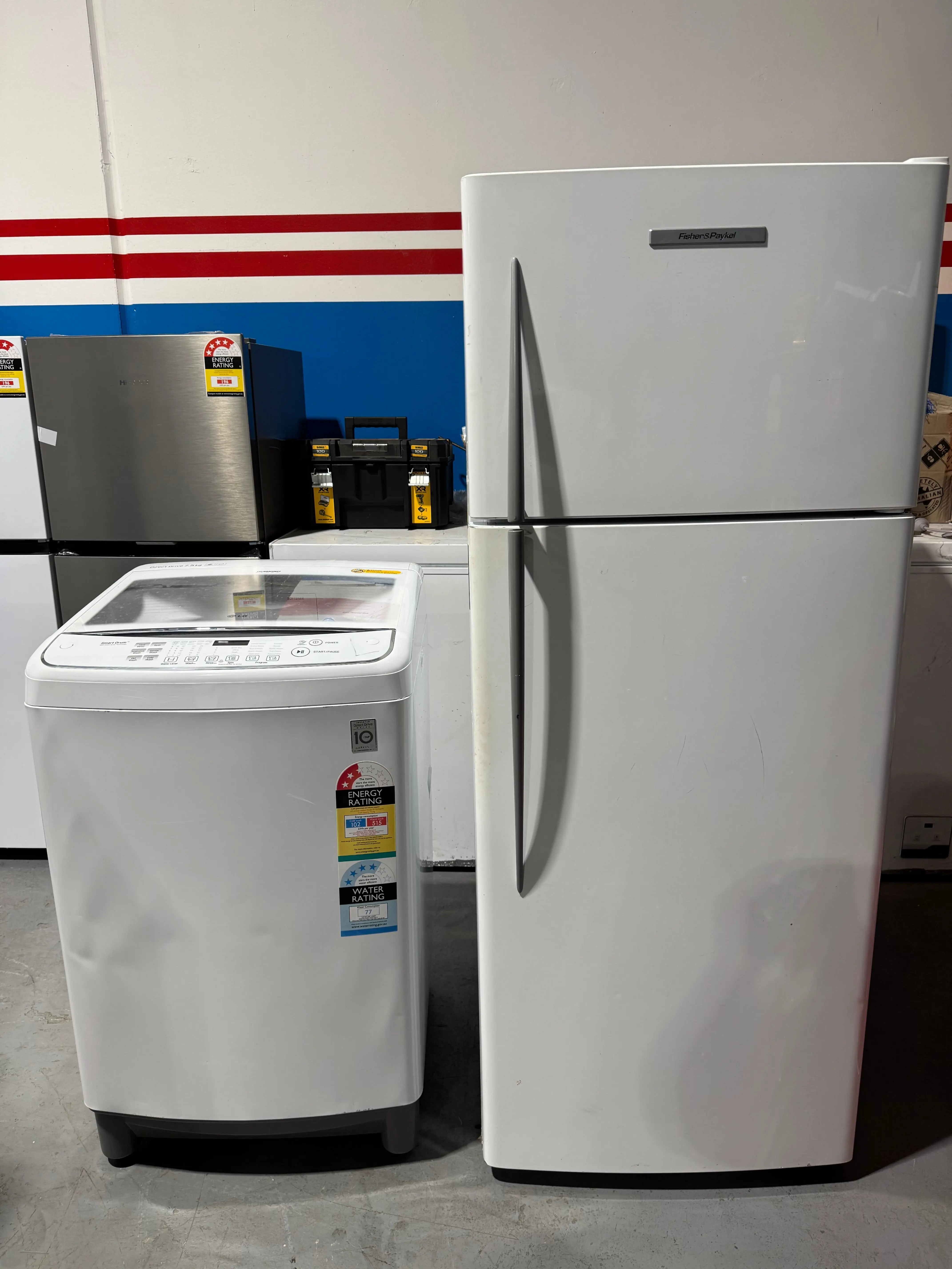 Combo refurbished fisher and Paykel 380 litres fridge freezer and LG 7.5kg washing machine | PERTH
