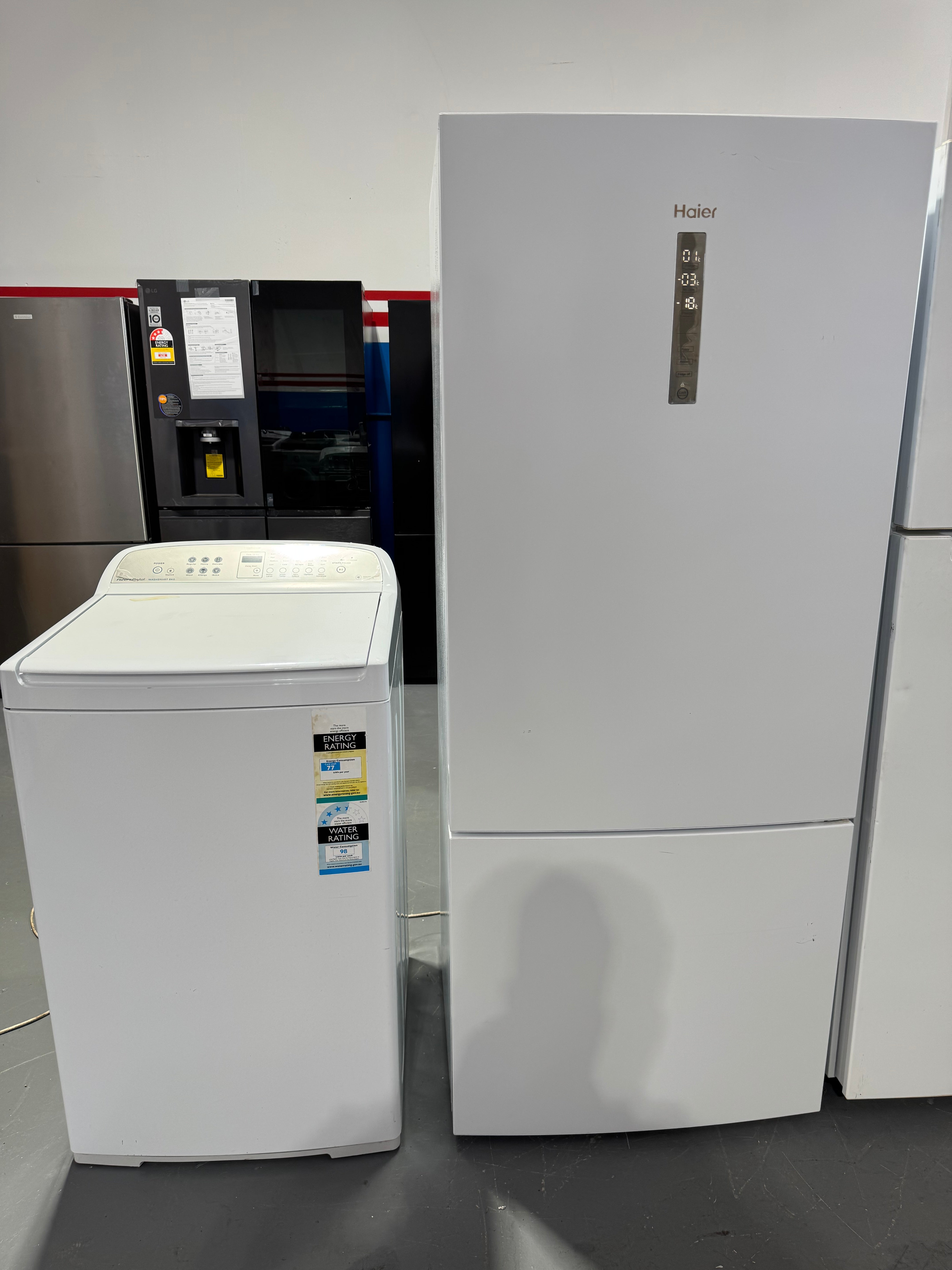 Combo refurbished Haier 450 litres fridge freezer and refurbished fisher and Paykel 8.5kg washing machine | PERTH