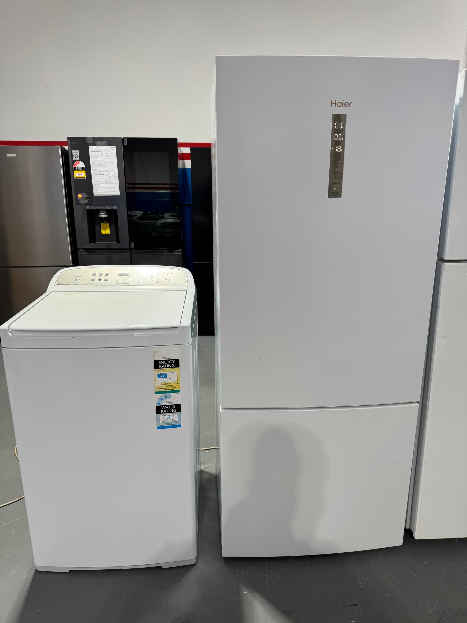 Combo refurbished Haier 450 litres fridge freezer and refurbished fisher and Paykel 8.5kg washing machine | PERTH