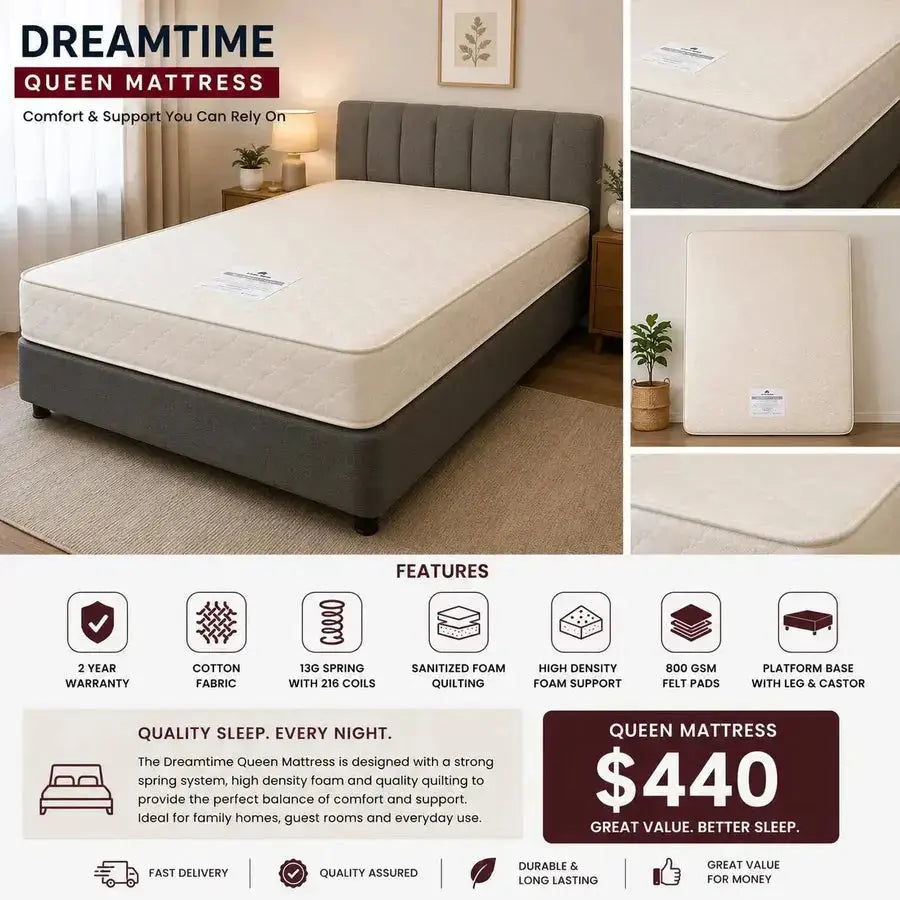 Dreamtime Queen Mattress for Spacious Comfort | RESERVOIR