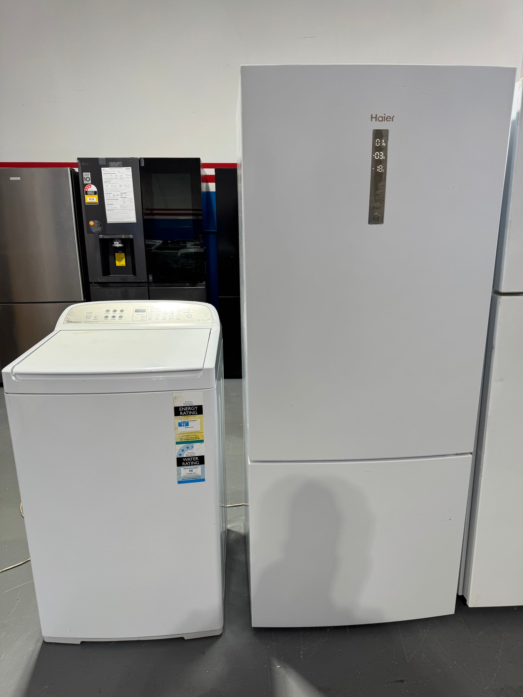 Combo refurbished Haier 450 litres fridge freezer and refurbished fisher and Paykel 8.5kg washing machine | PERTH