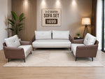 Ex-Display 3+2 Seater Sofa Set – Cream & Brown | MELBOURNE
